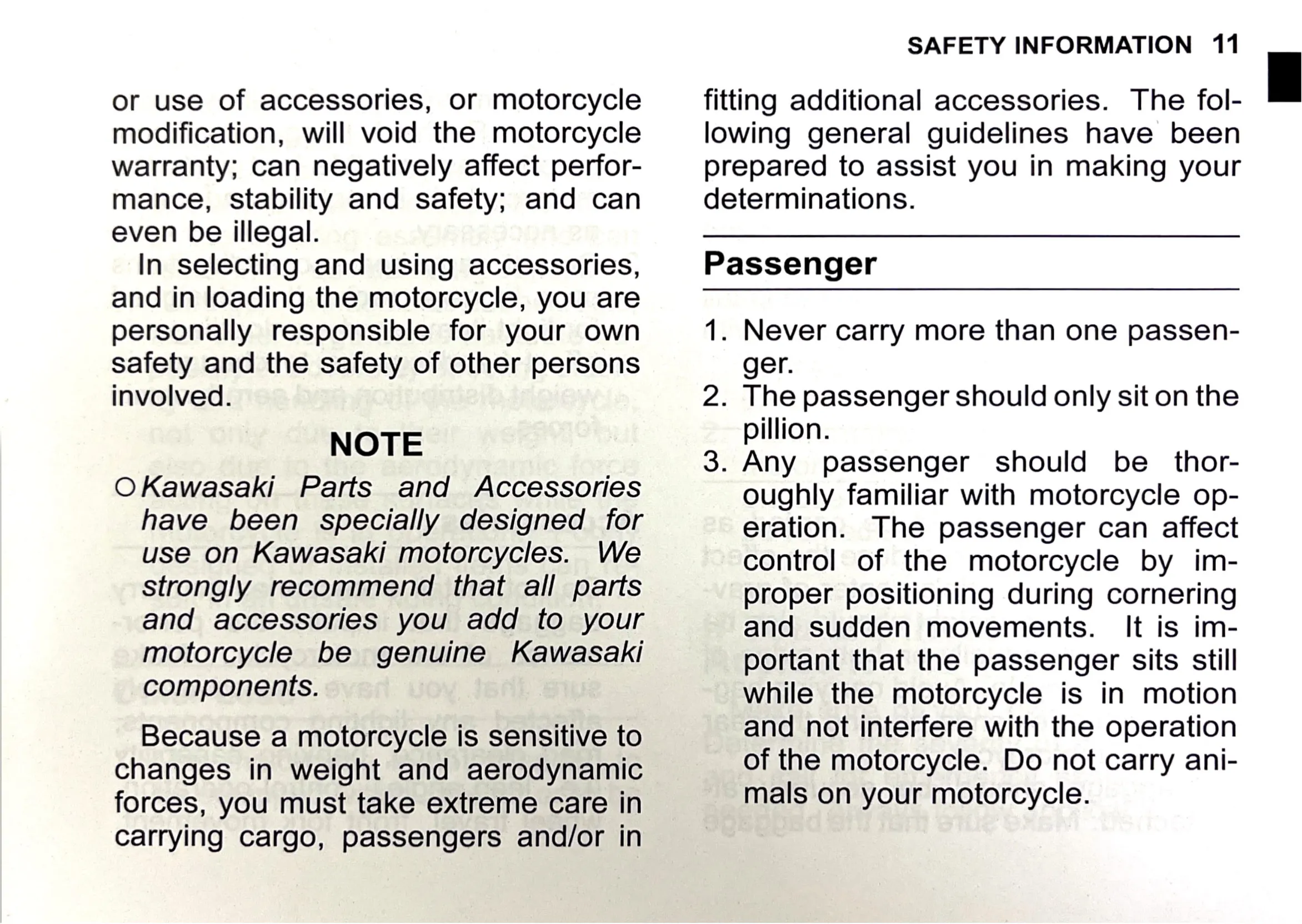Owner's Manual page 13 — SAFETY INFORMATION