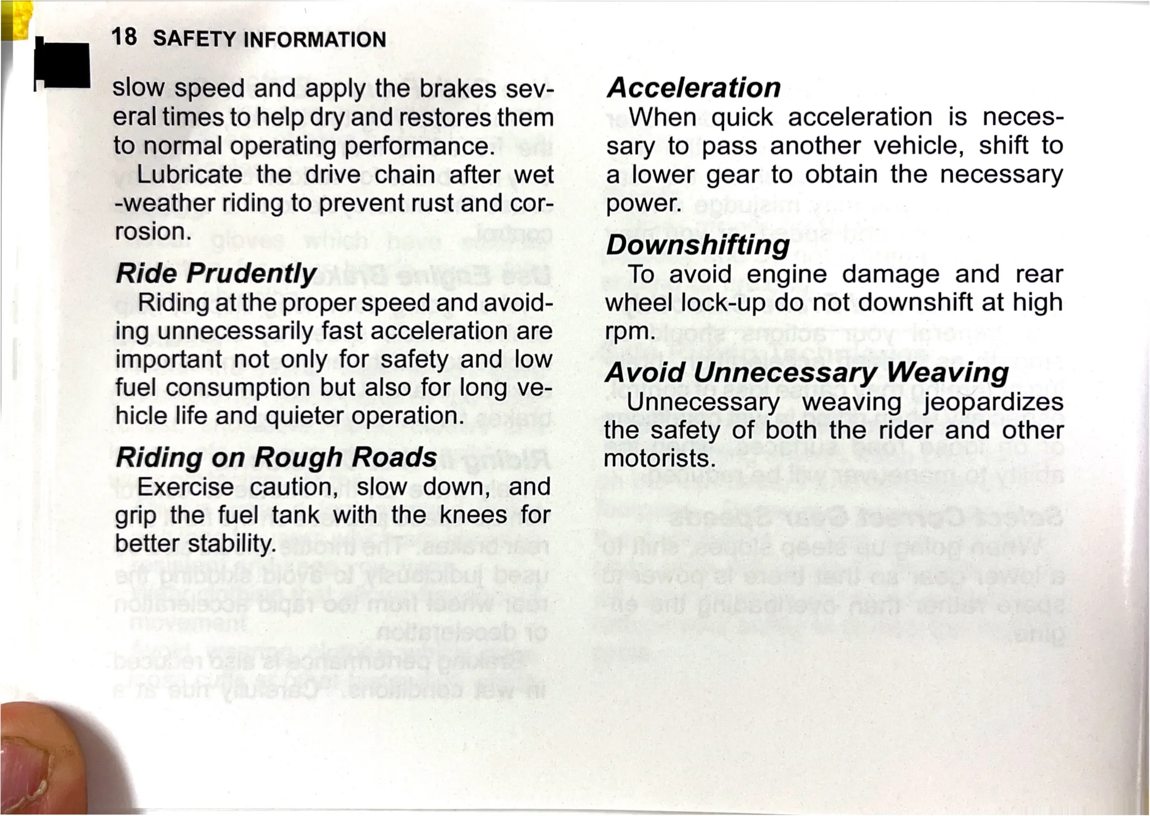 Owner's Manual page 20 — SAFETY INFORMATION