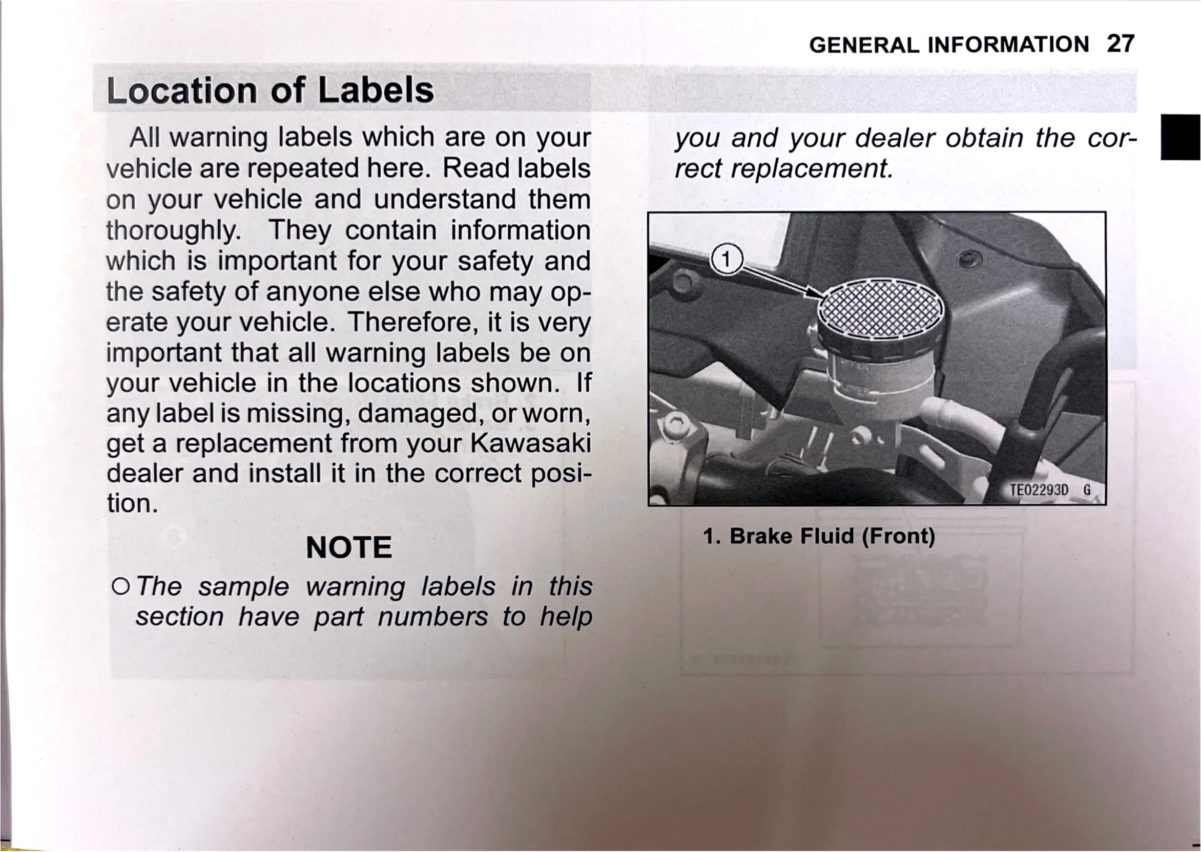 Owner's Manual page 29 — GENERAL INFORMATION