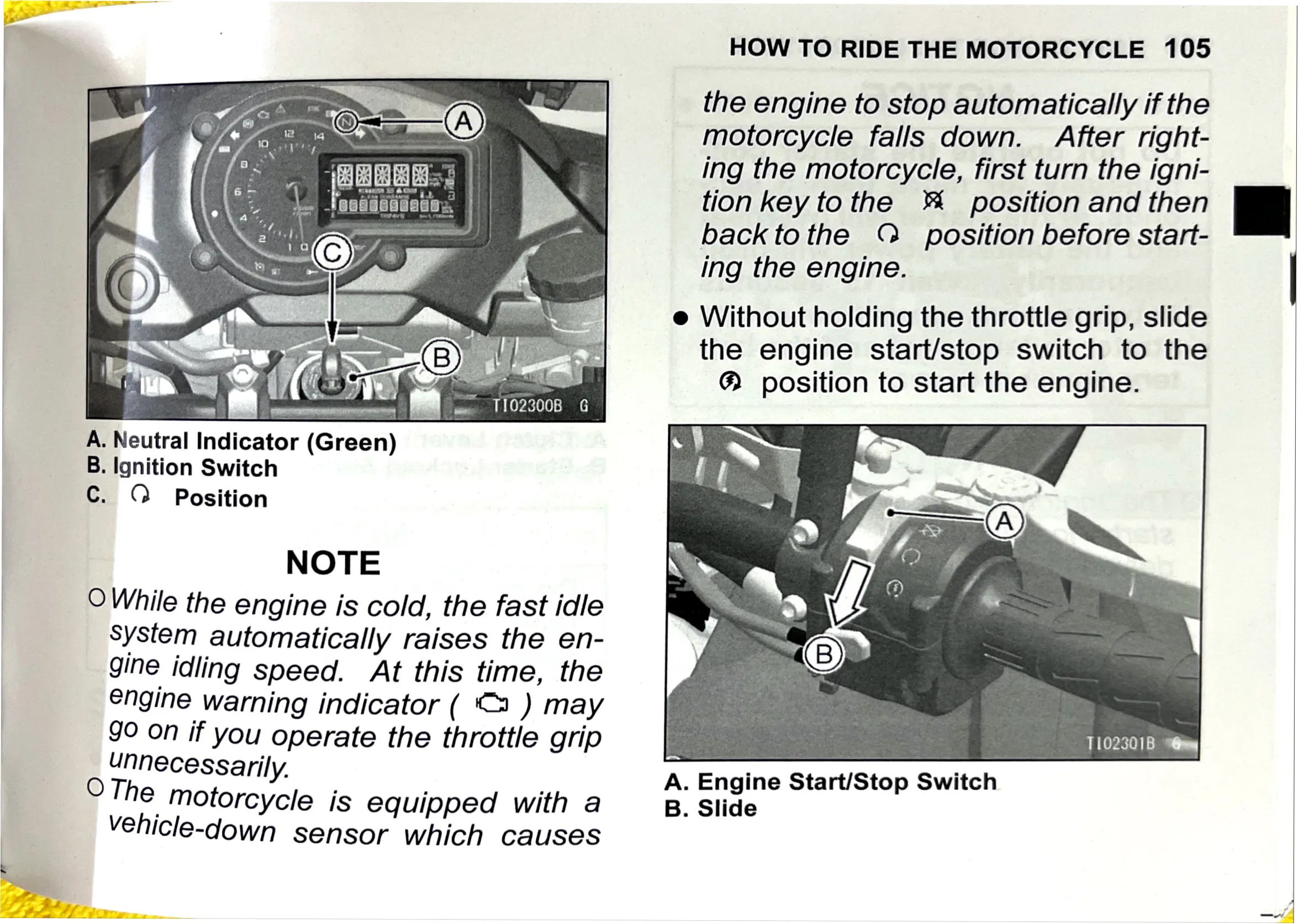 Owner's Manual page 108 — HOW TO RIDE THE MOTORCYCLE