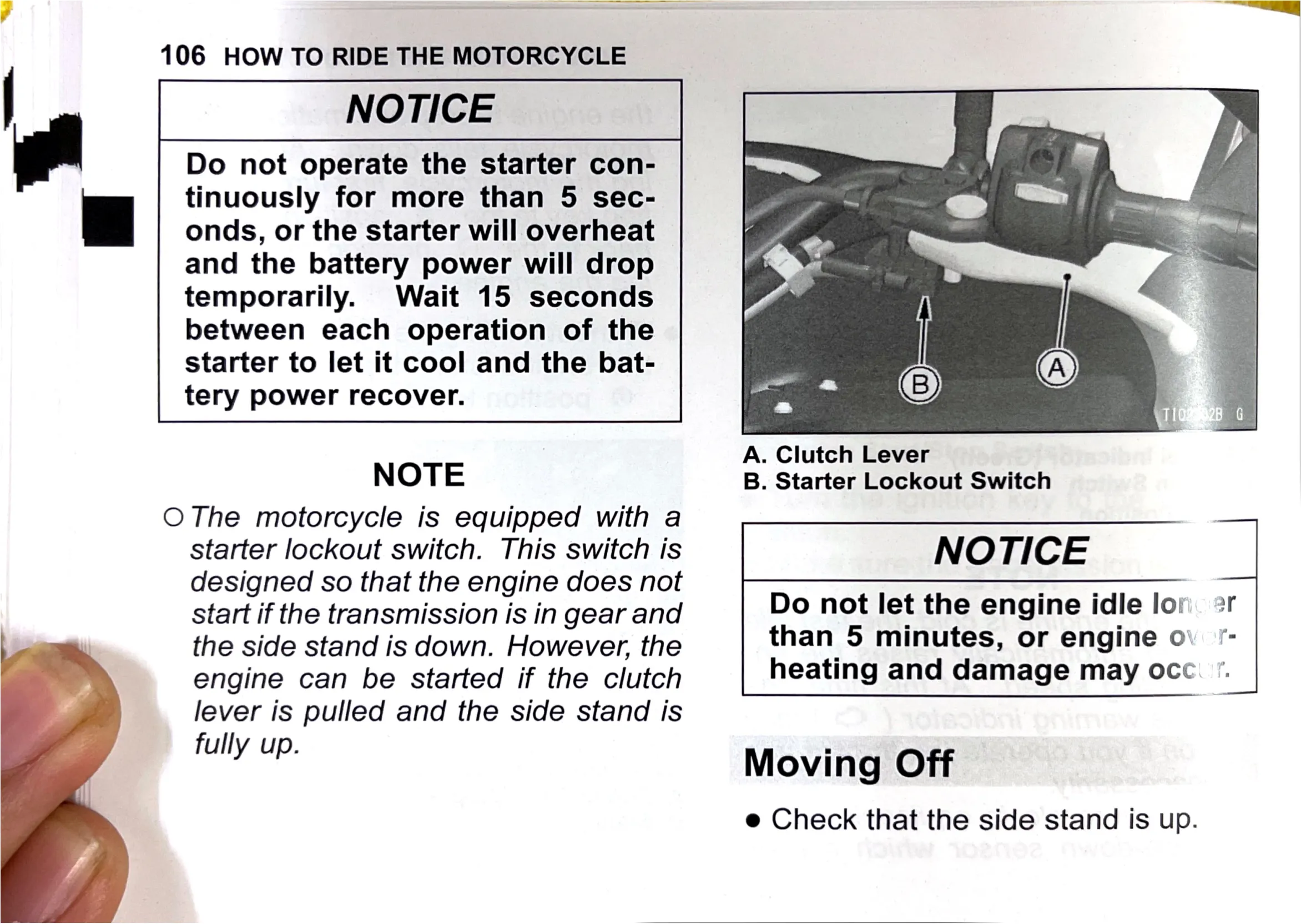 Owner's Manual page 109 — HOW TO RIDE THE MOTORCYCLE