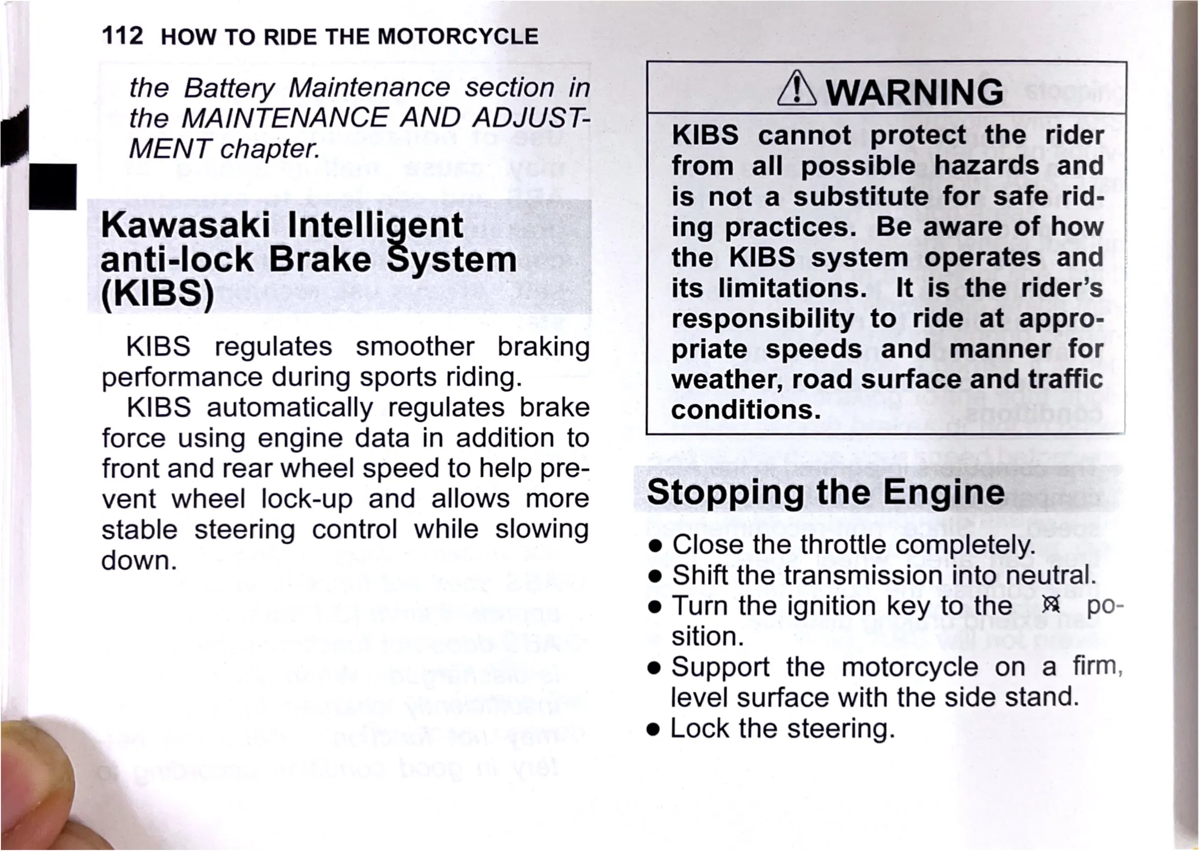 Owner's Manual page 115 — HOW TO RIDE THE MOTORCYCLE