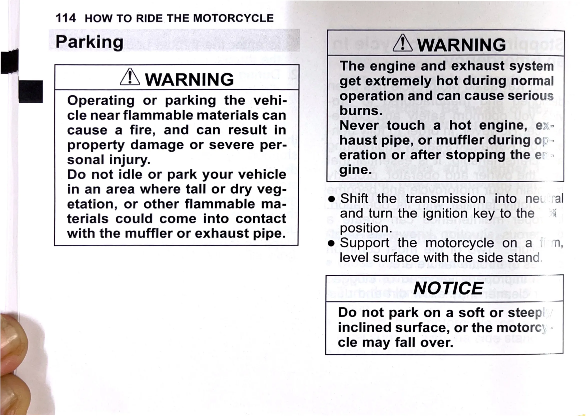 Owner's Manual page 117 — HOW TO RIDE THE MOTORCYCLE
