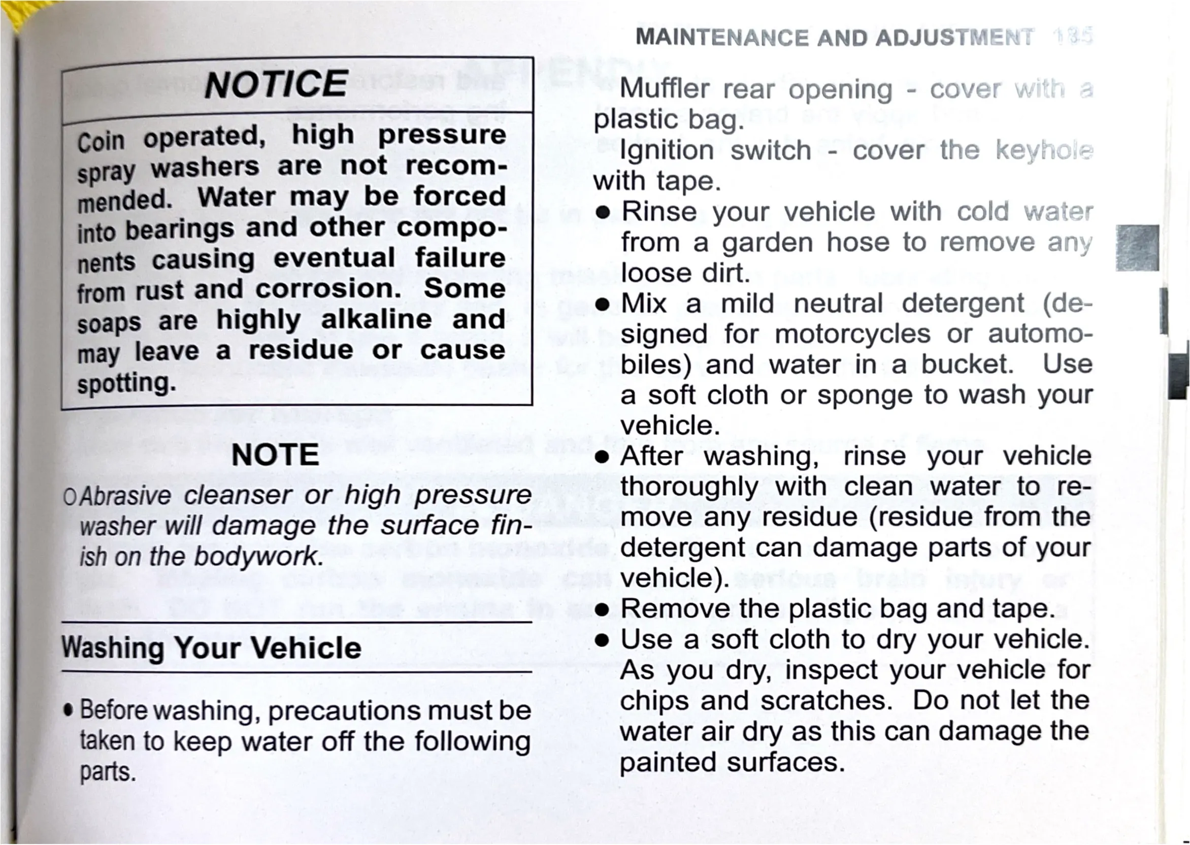 Owner's Manual page 188 — MAINTENANCE AND ADJUSTMENT