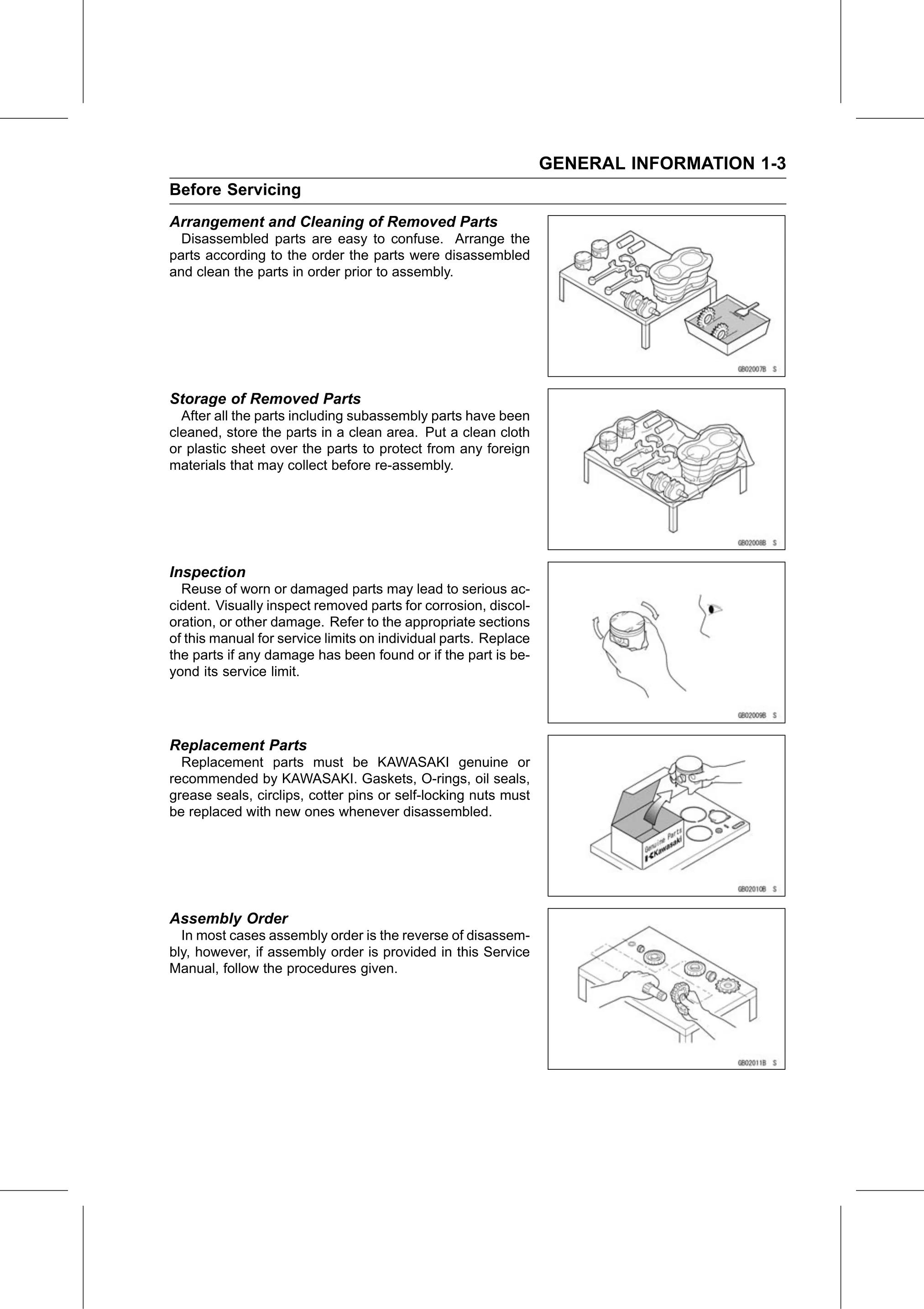 Service Manual (KLZ1000C) page 13 — General Information › Before Servicing