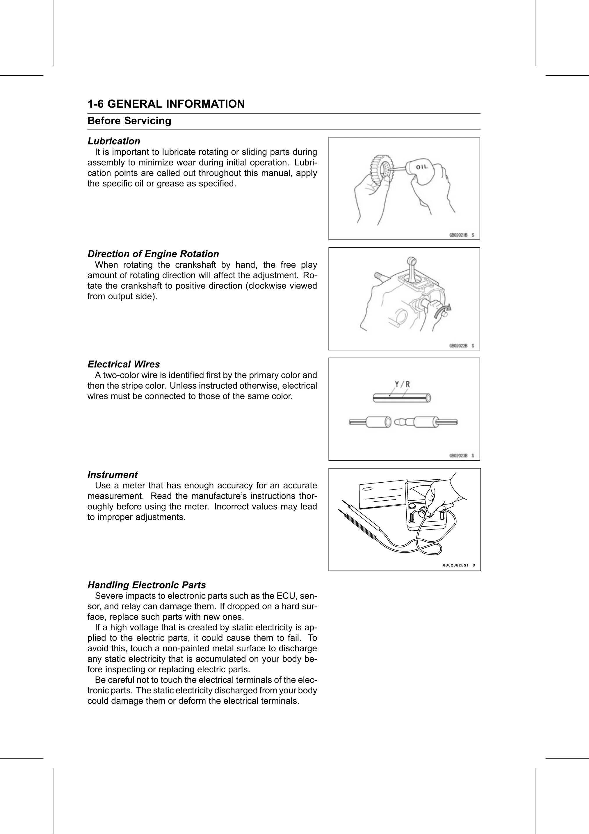 Service Manual (KLZ1000C) page 16 — General Information › Before Servicing