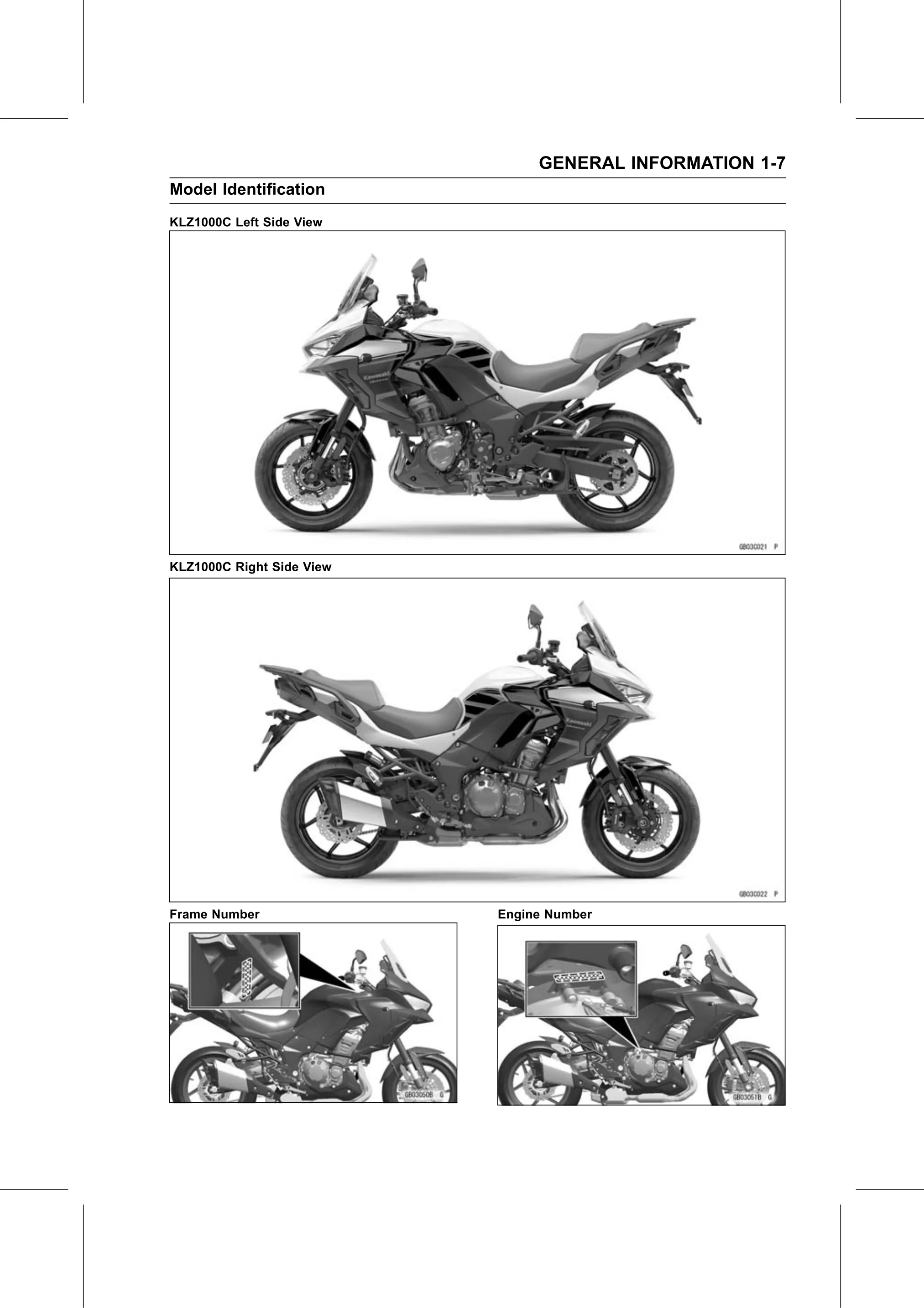Service Manual (KLZ1000C) page 17 — General Information › Model Identification