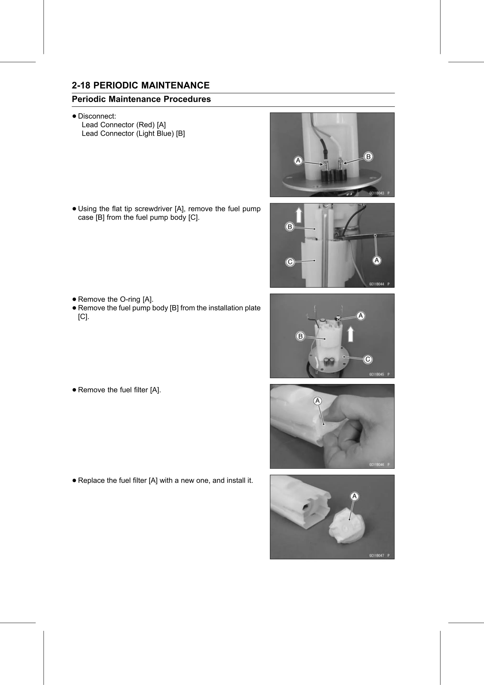 Service Manual (KLZ1000C) page 40 — Periodic Maintenance › Fuel Filter Replacement
