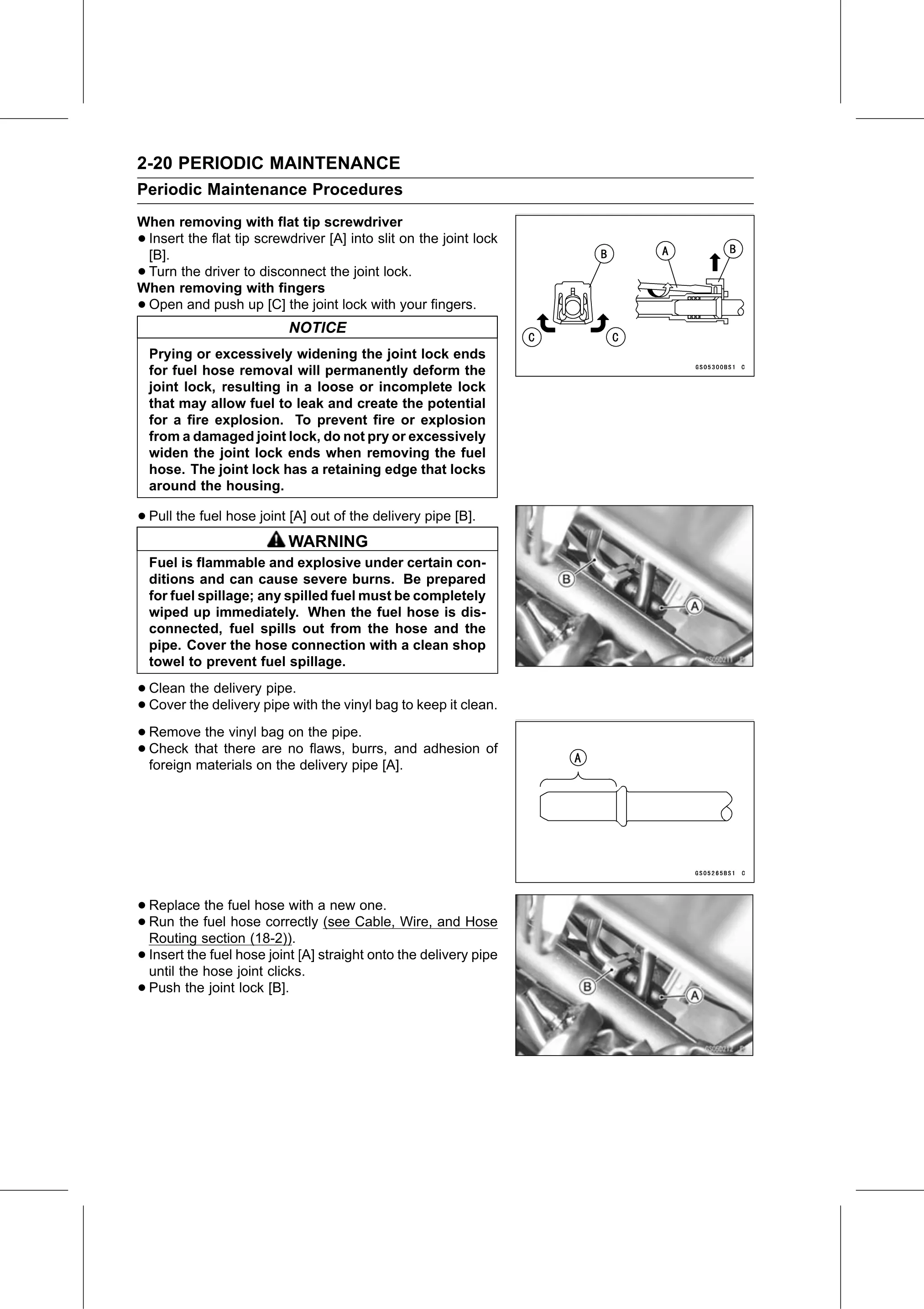 Service Manual (KLZ1000C) page 42 — Periodic Maintenance › Fuel Hose Replacement