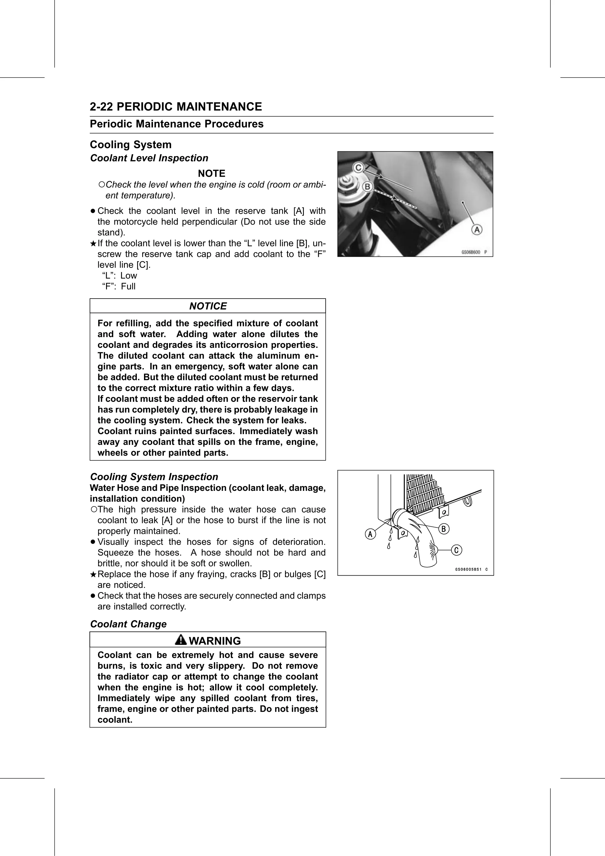 Service Manual (KLZ1000C) page 44 — Periodic Maintenance › Coolant Change