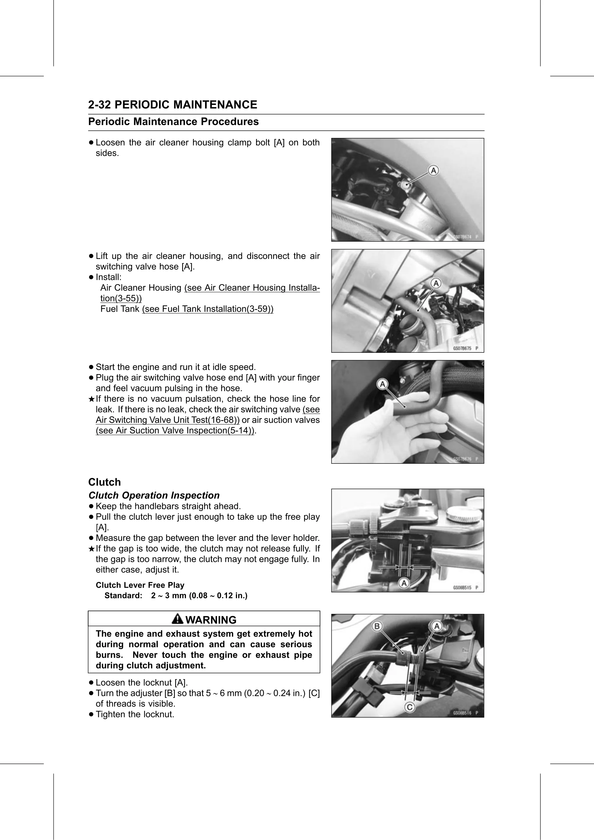 Service Manual (KLZ1000C) page 54 — Periodic Maintenance › Clutch Operation Inspection