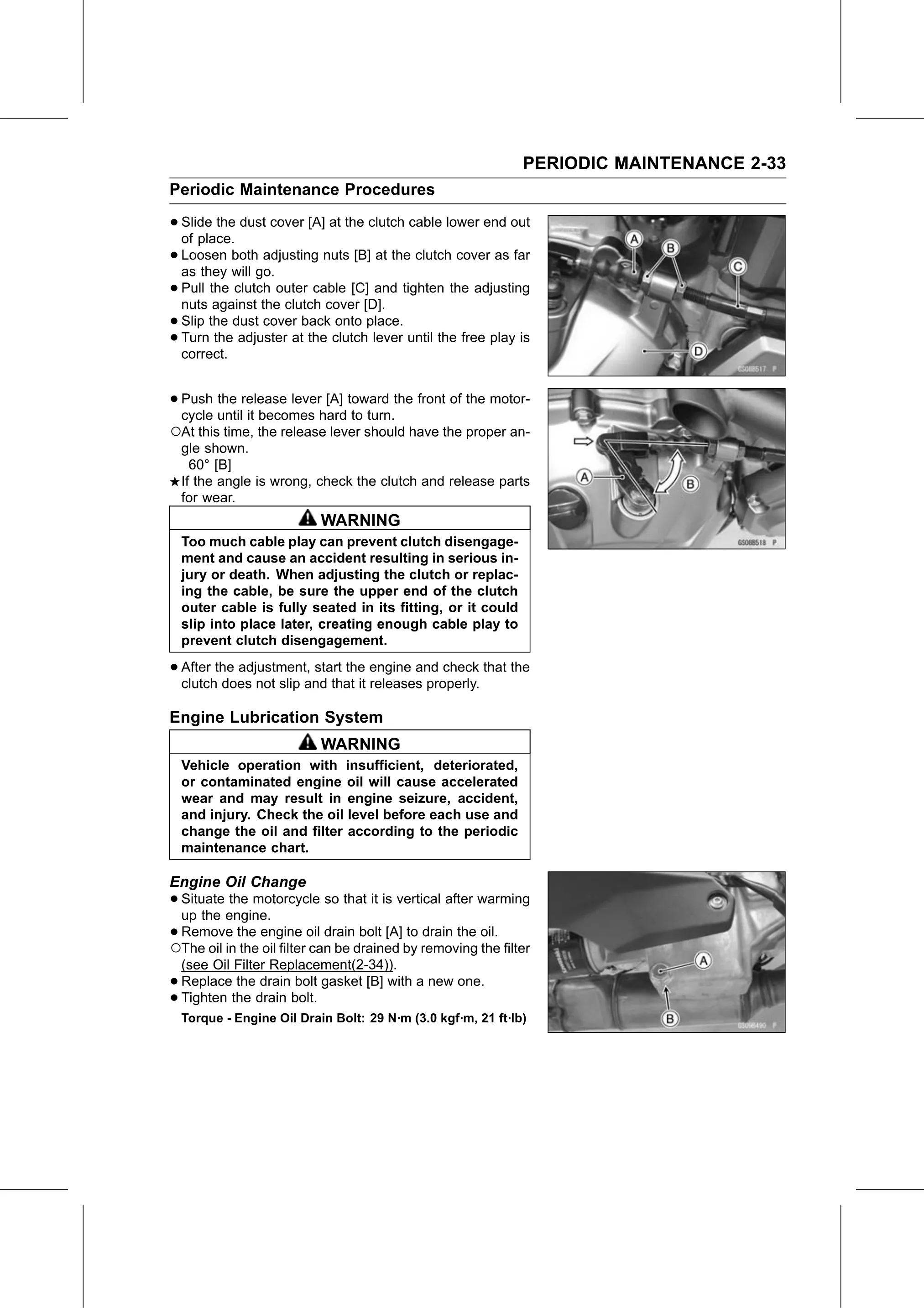 Service Manual (KLZ1000C) page 55 — Periodic Maintenance › Engine Oil Change