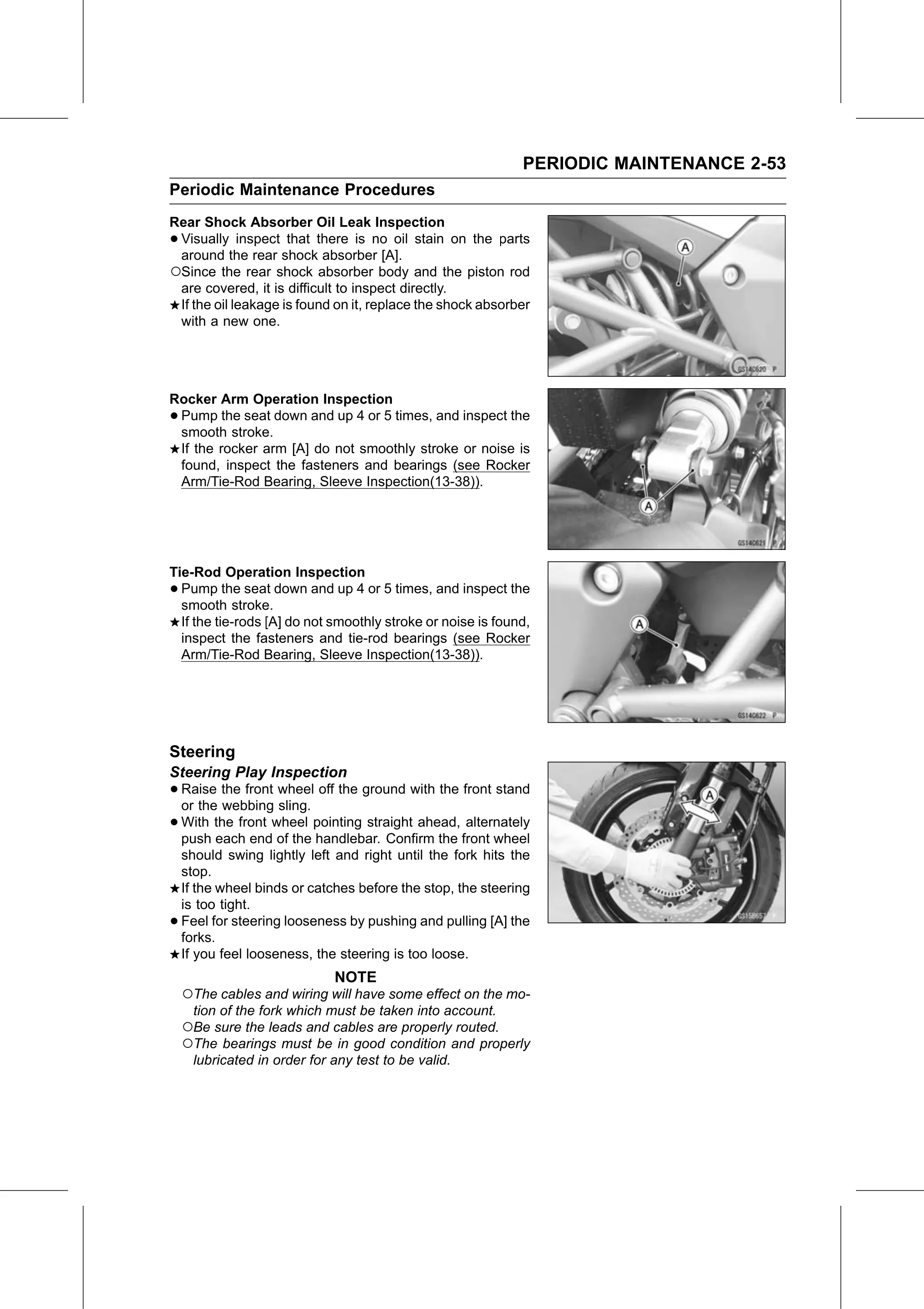 Service Manual (KLZ1000C) page 75 — Periodic Maintenance › Steering Play Inspection