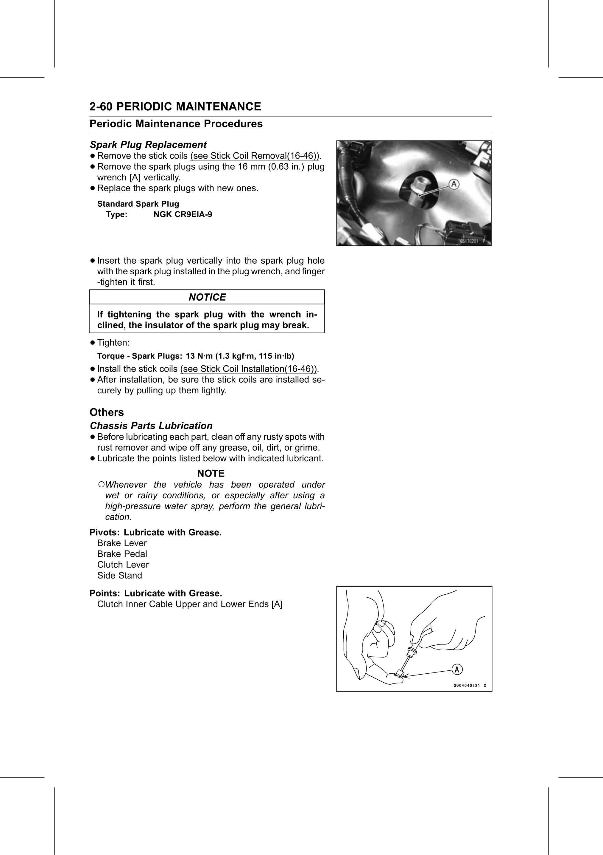 Service Manual (KLZ1000C) page 82 — Periodic Maintenance › Chassis Parts Lubrication