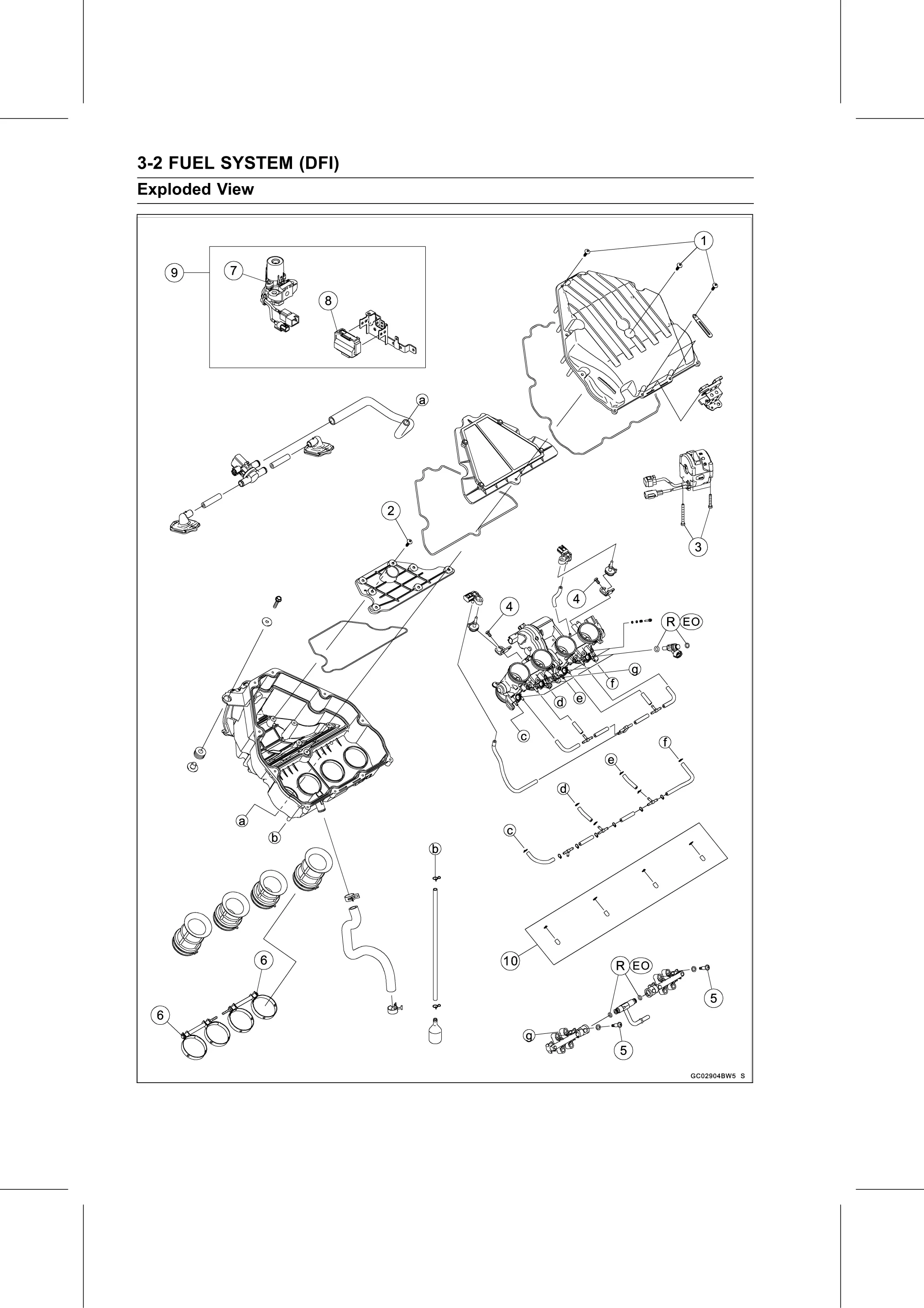 Service Manual (KLZ1000C) page 86 — Fuel System (DFI) › Exploded View