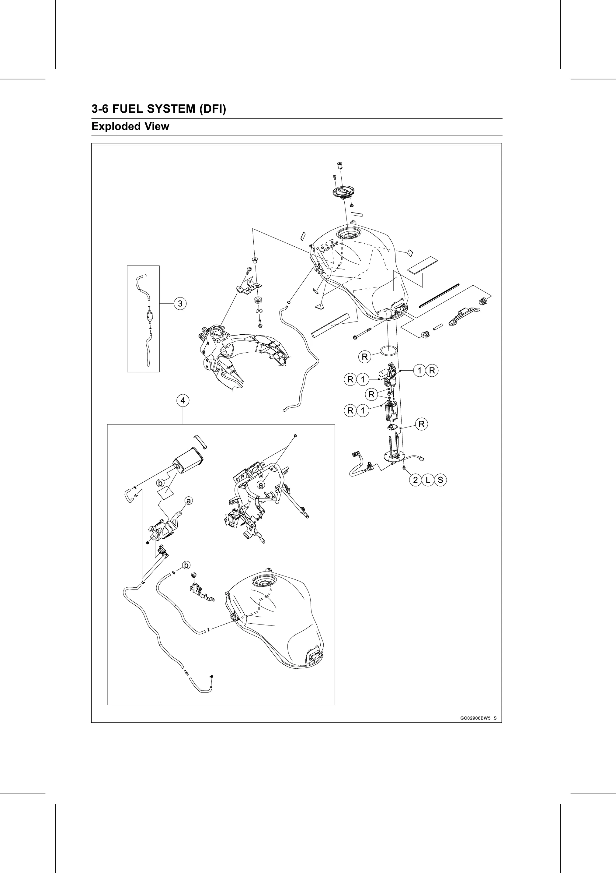 Service Manual (KLZ1000C) page 90 — Fuel System (DFI) › Exploded View