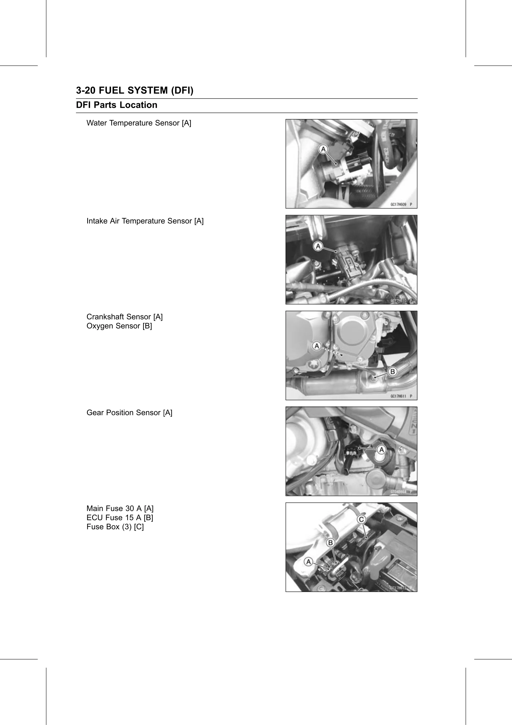 Service Manual (KLZ1000C) page 104 — Fuel System (DFI) › DFI Parts Location
