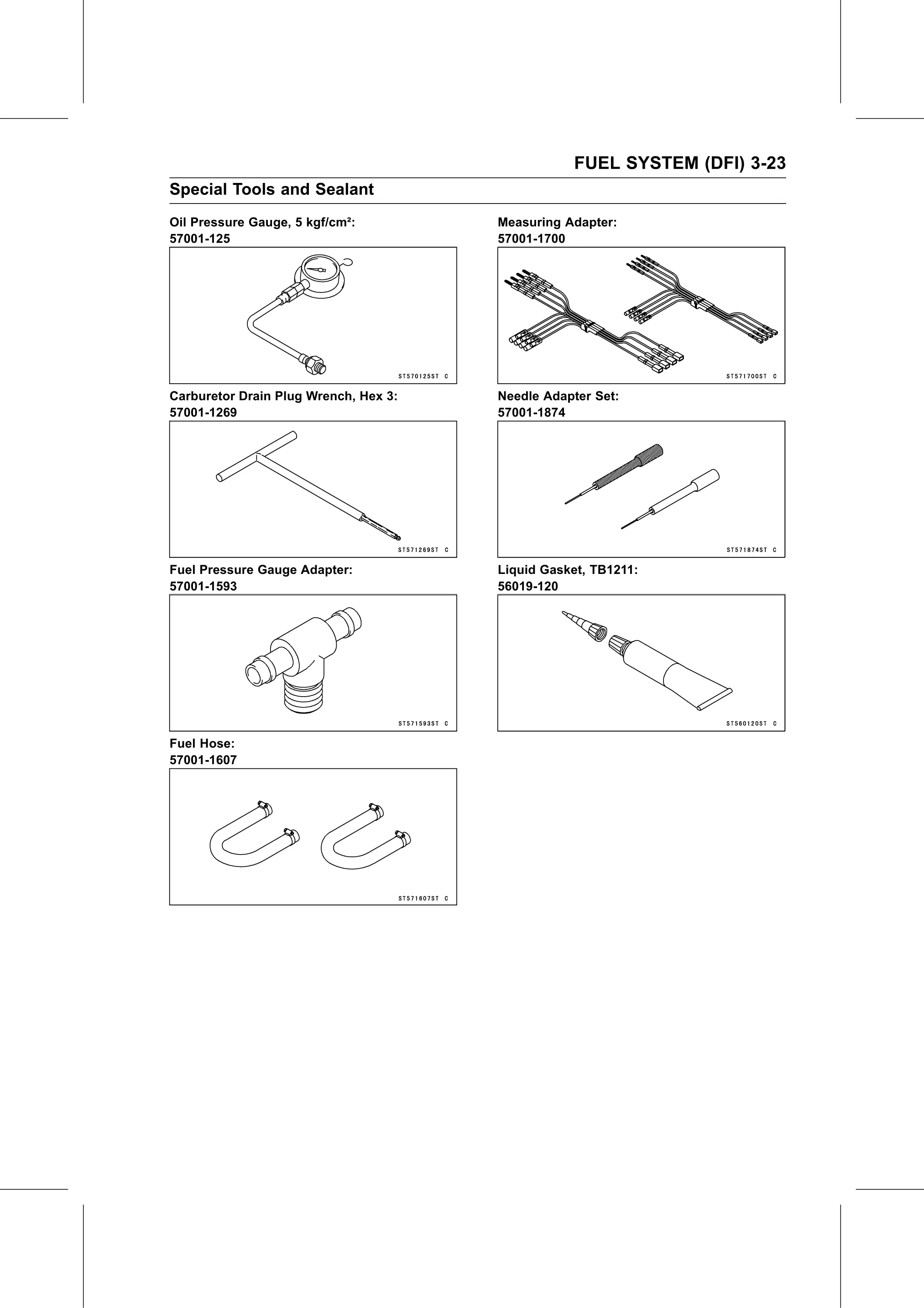 Service Manual (KLZ1000C) page 107 — Fuel System (DFI) › Special Tools and Sealant