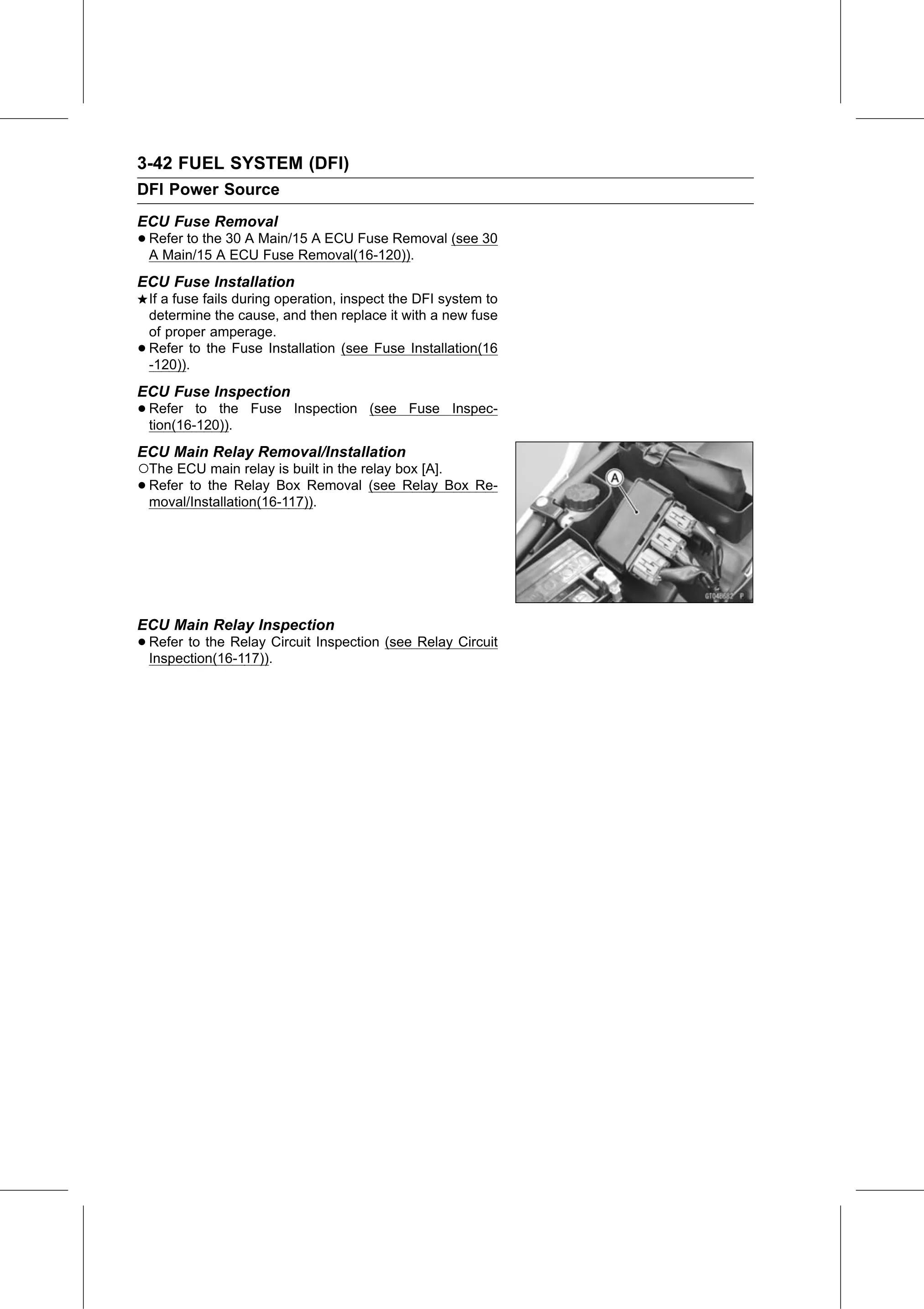 Service Manual (KLZ1000C) page 126 — Fuel System (DFI) › ECU Main Relay Inspection