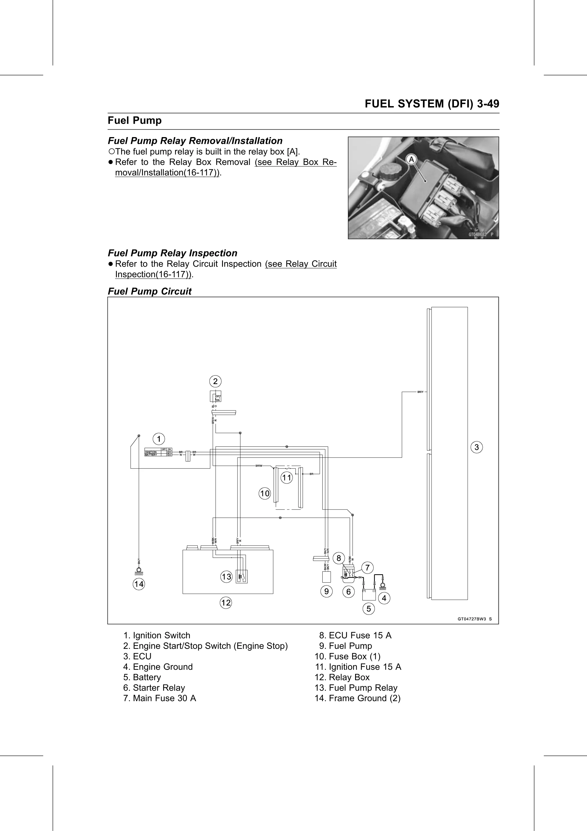 Service Manual (KLZ1000C) page 133 — Fuel System (DFI) › Fuel Pump Circuit