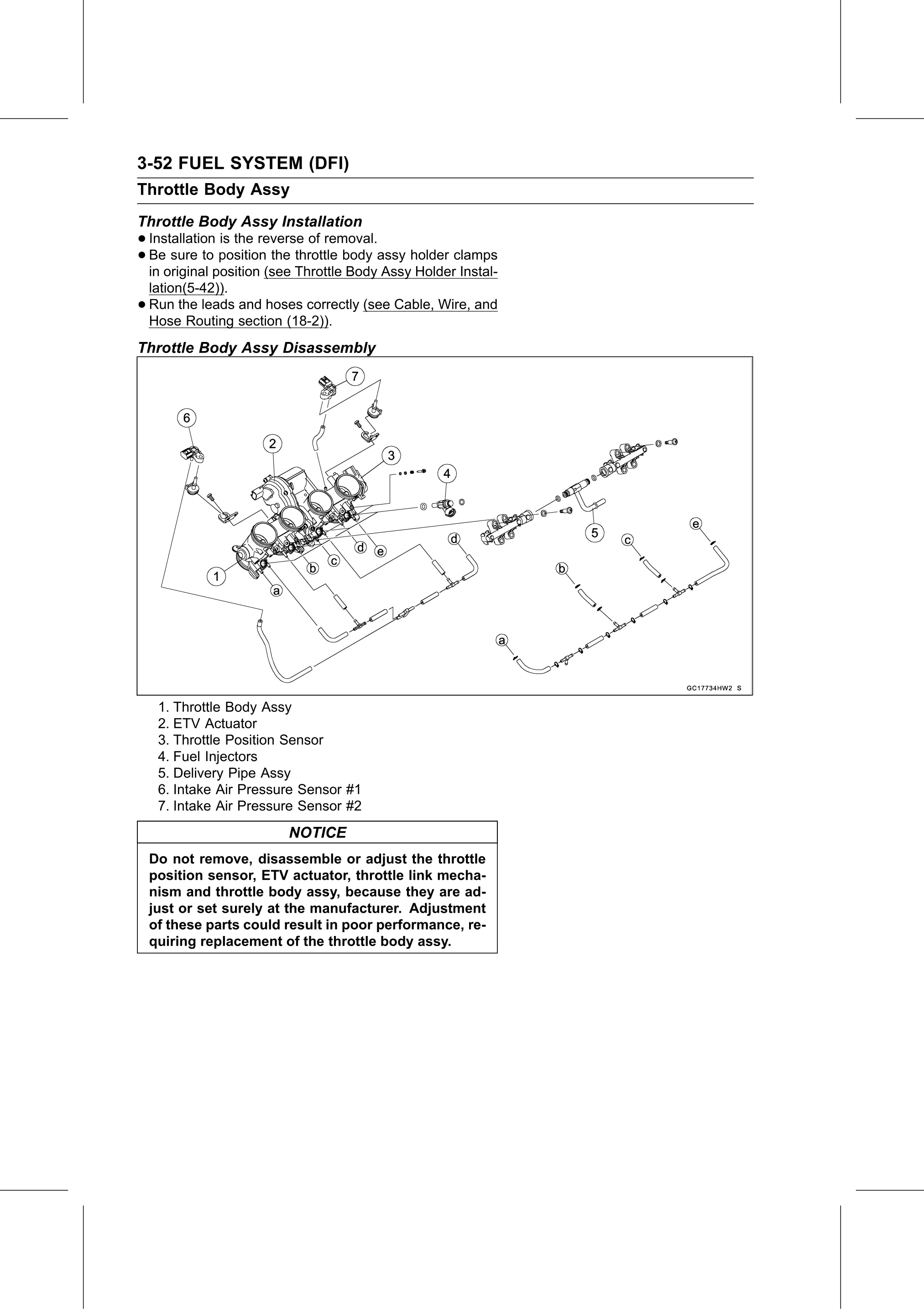 Service Manual (KLZ1000C) page 136 — Fuel System (DFI) › Throttle Body Assy Disassembly