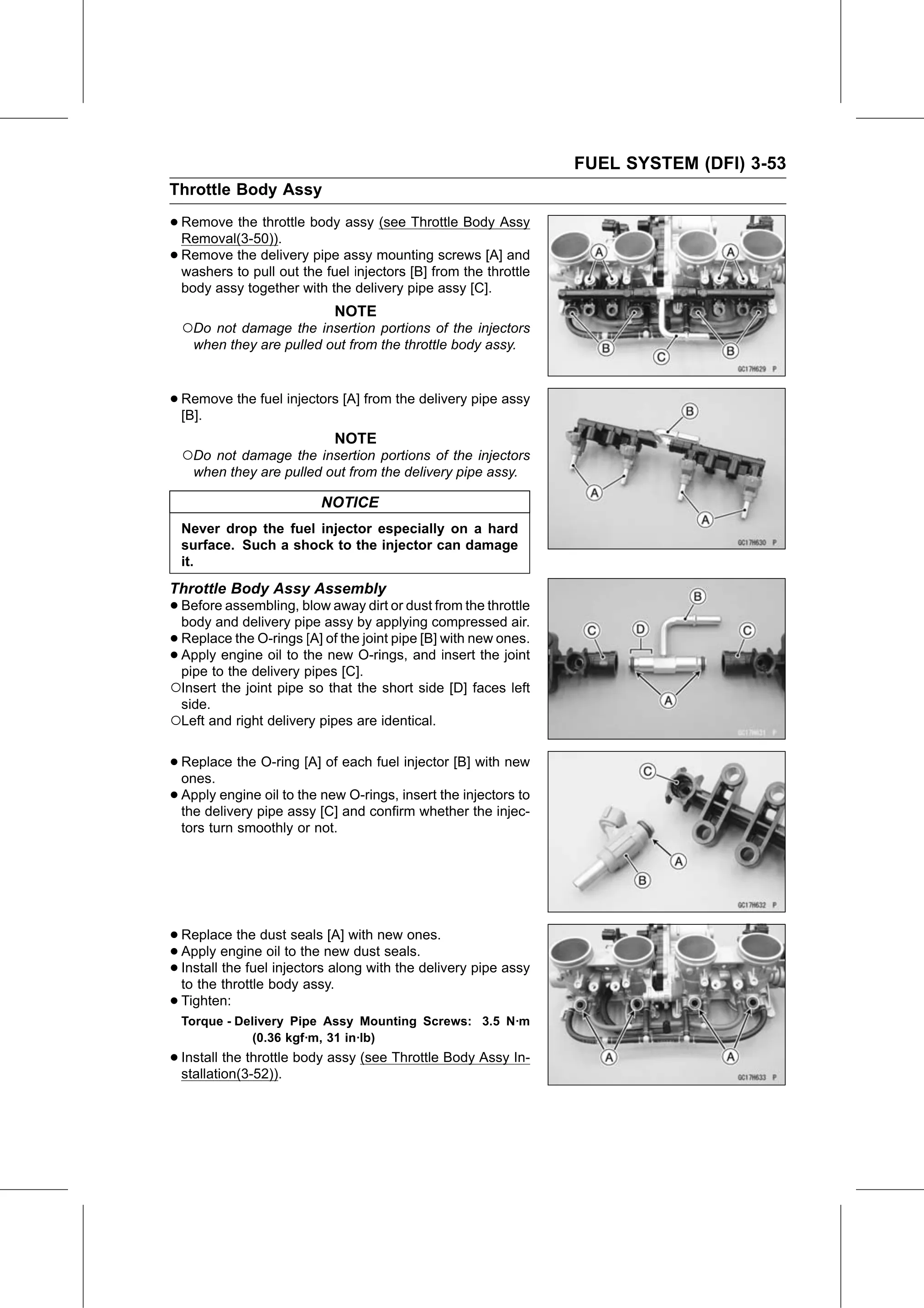 Service Manual (KLZ1000C) page 137 — Fuel System (DFI) › Throttle Body Assy Assembly