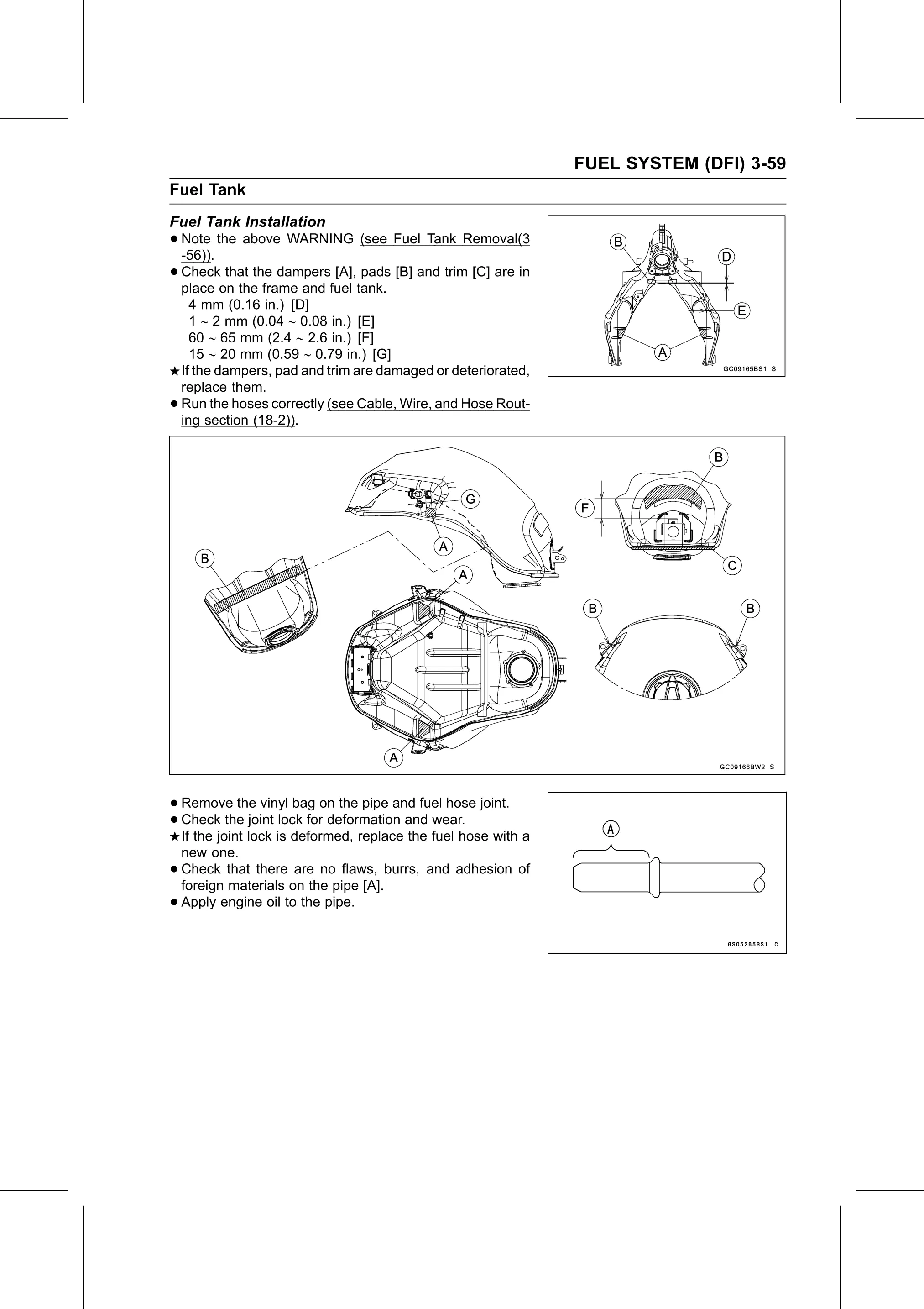Service Manual (KLZ1000C) page 143 — Fuel System (DFI) › Fuel Tank Installation