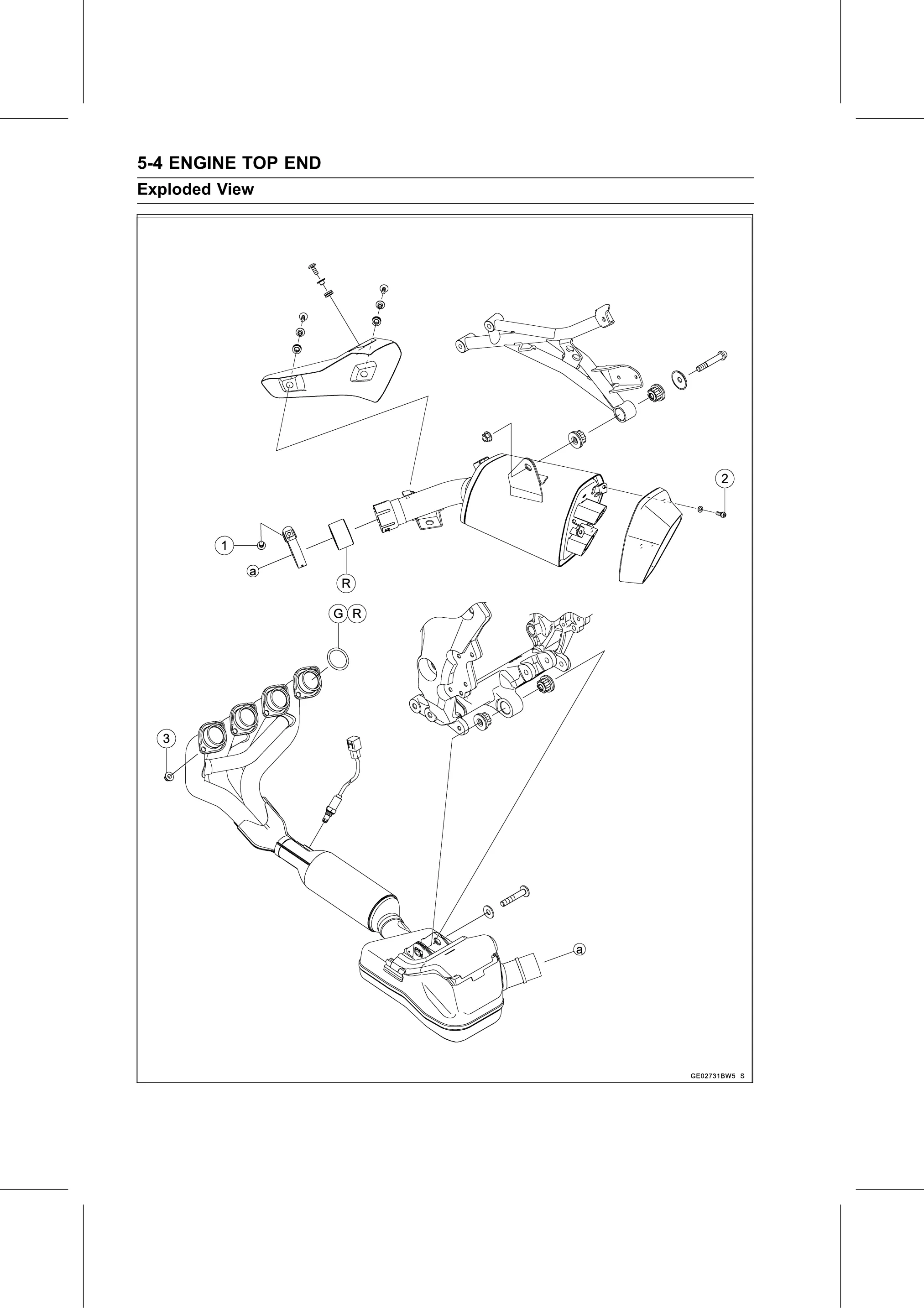 Service Manual (KLZ1000C) page 172 — Engine Top End › Exploded View