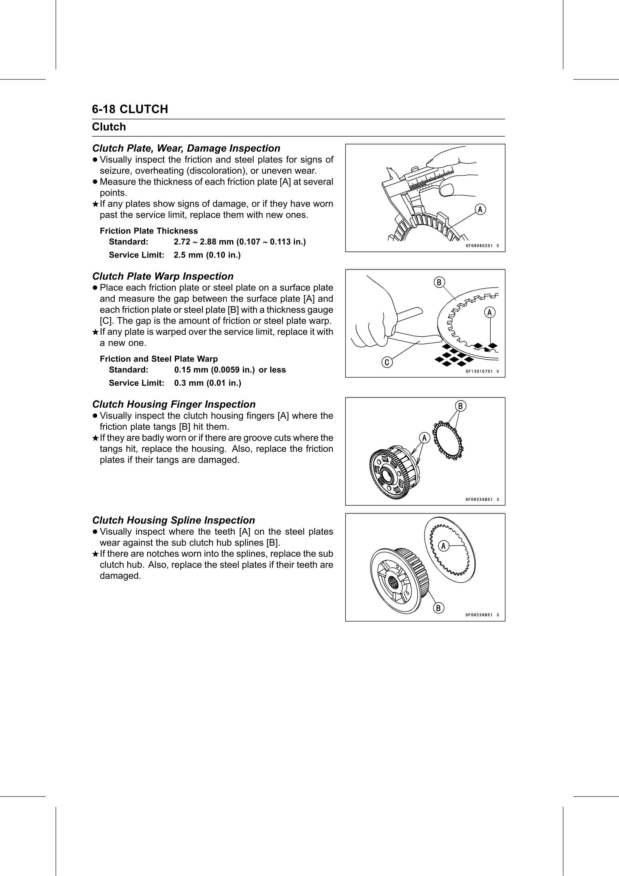 Service Manual (KLZ1000C) page 232 — Clutch › Clutch Housing Spline Inspection