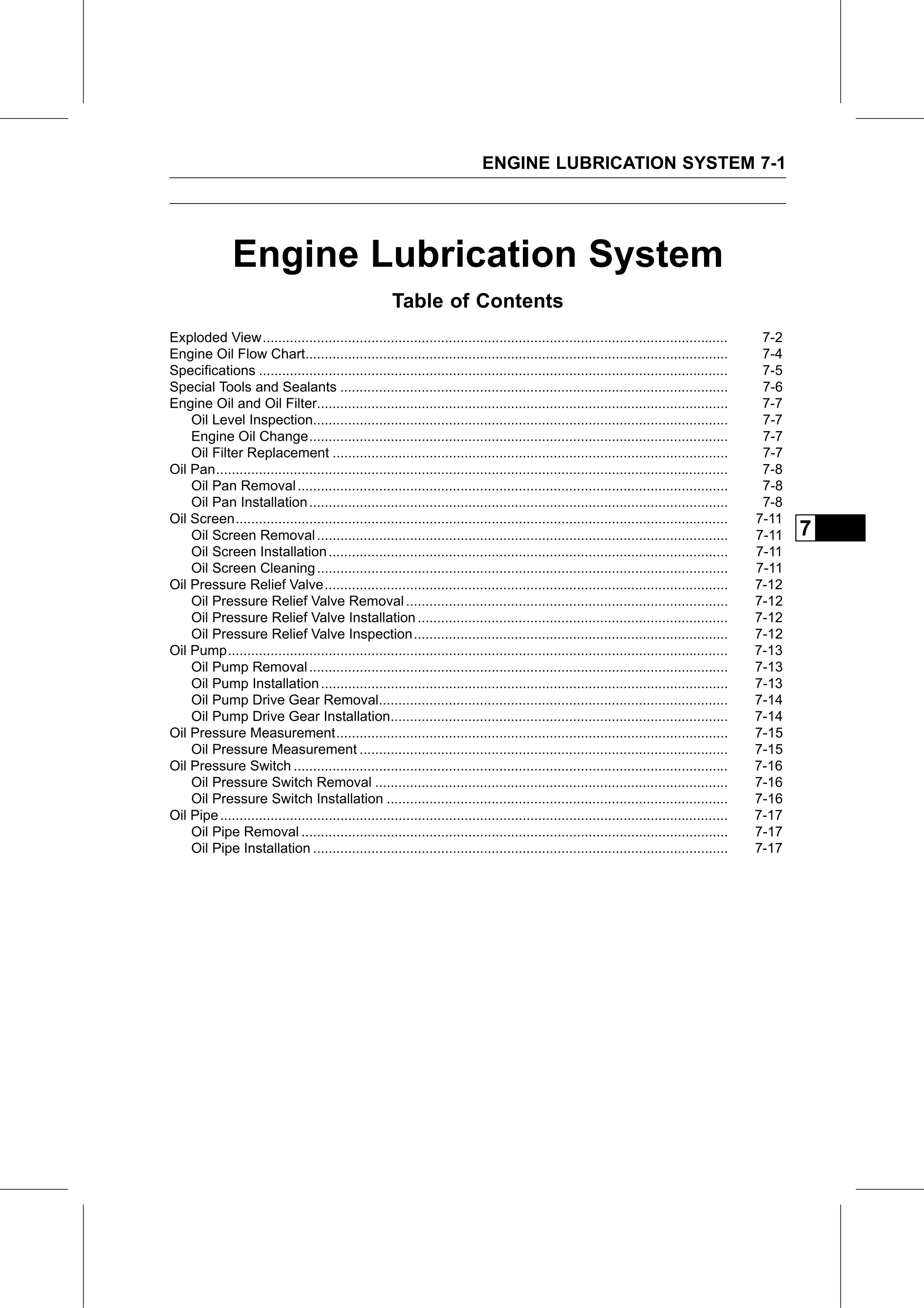 Service Manual (KLZ1000C) page 235 — Engine Lubrication System