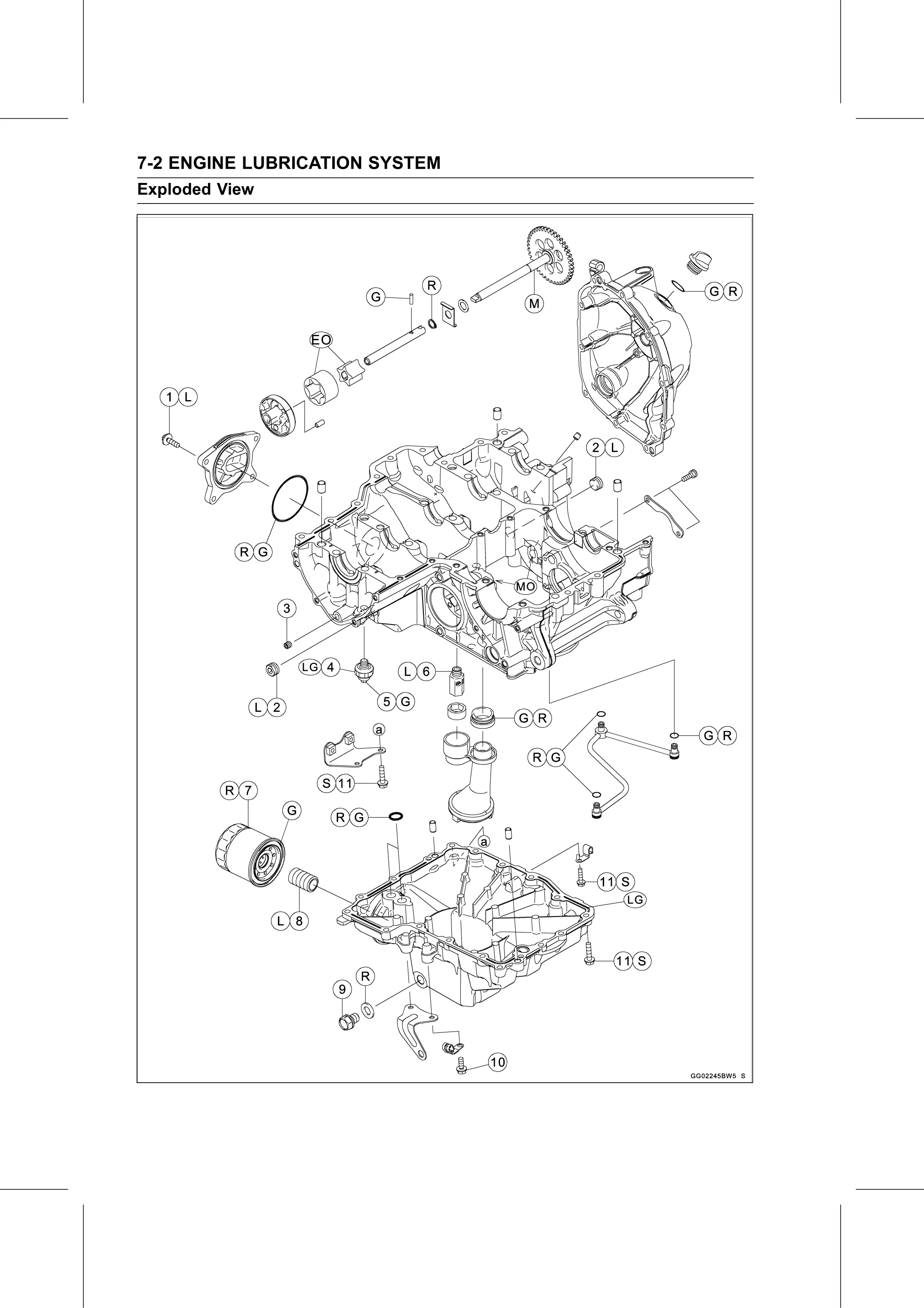 Service Manual (KLZ1000C) page 236 — Engine Lubrication System › Exploded View