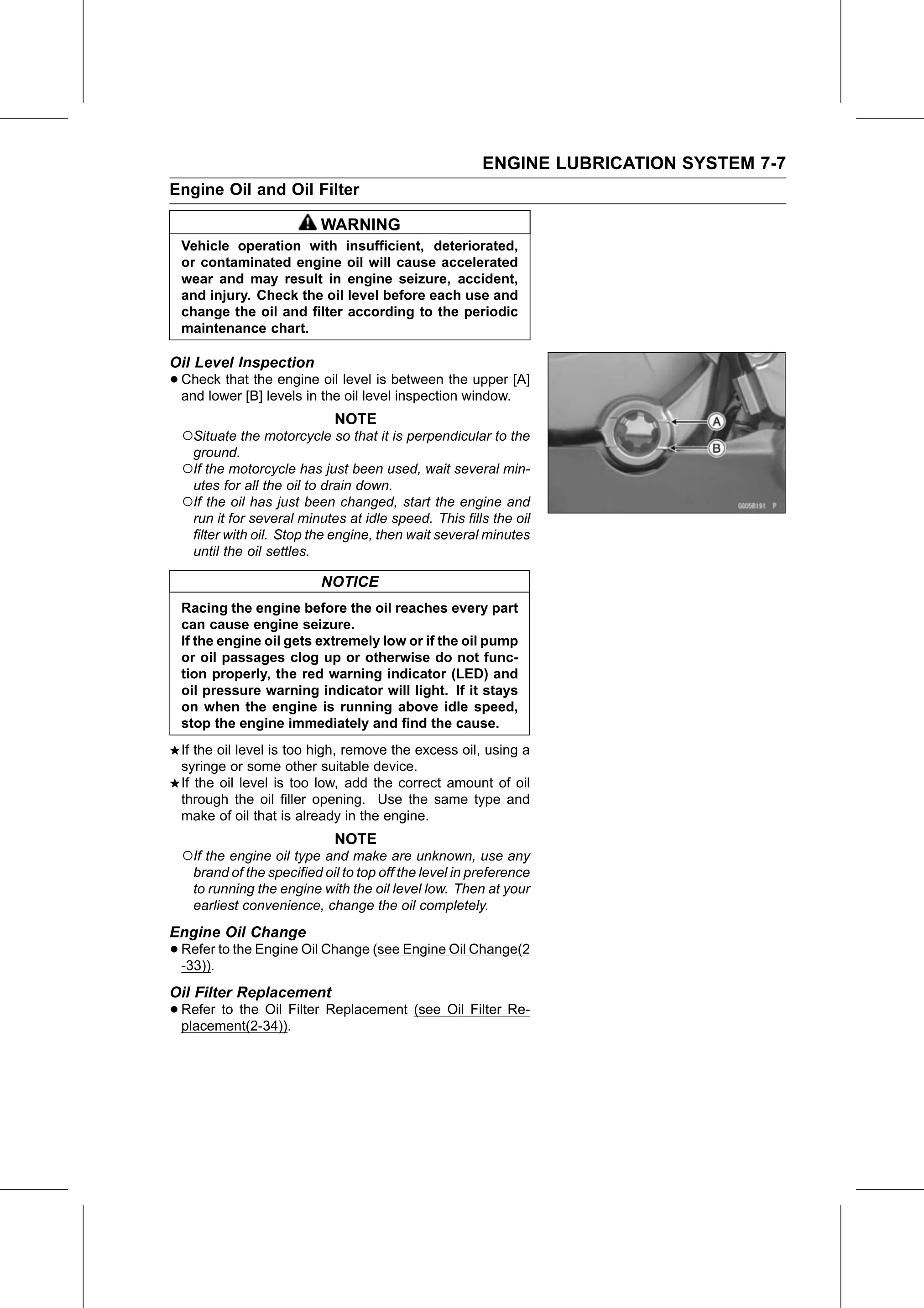 Service Manual (KLZ1000C) page 241 — Engine Lubrication System › Oil Filter Replacement
