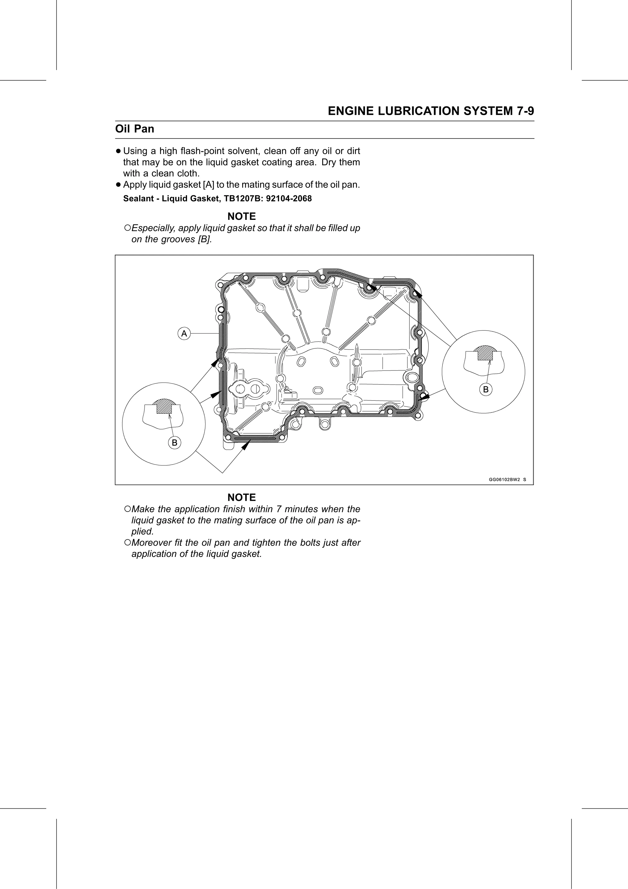 Service Manual (KLZ1000C) page 243 — Engine Lubrication System › Oil Pan Installation