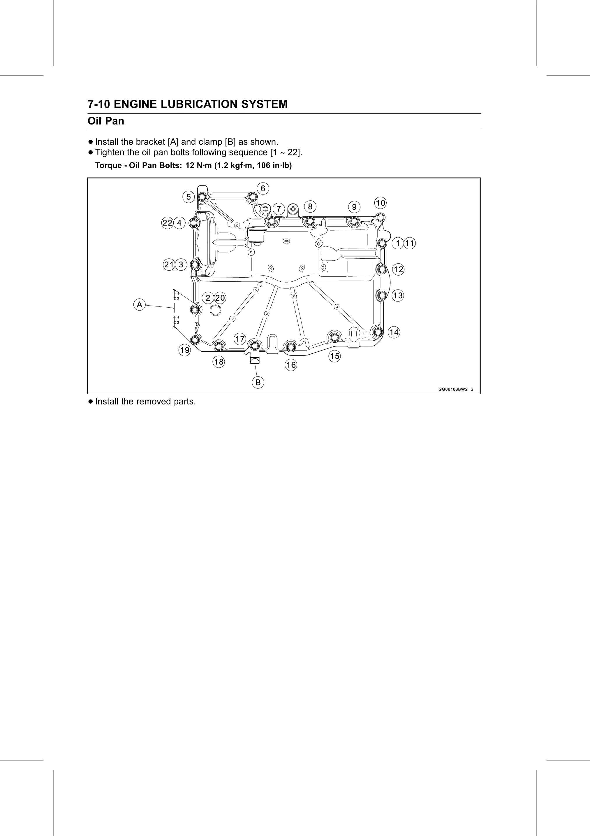 Service Manual (KLZ1000C) page 244 — Engine Lubrication System › Oil Pan Installation