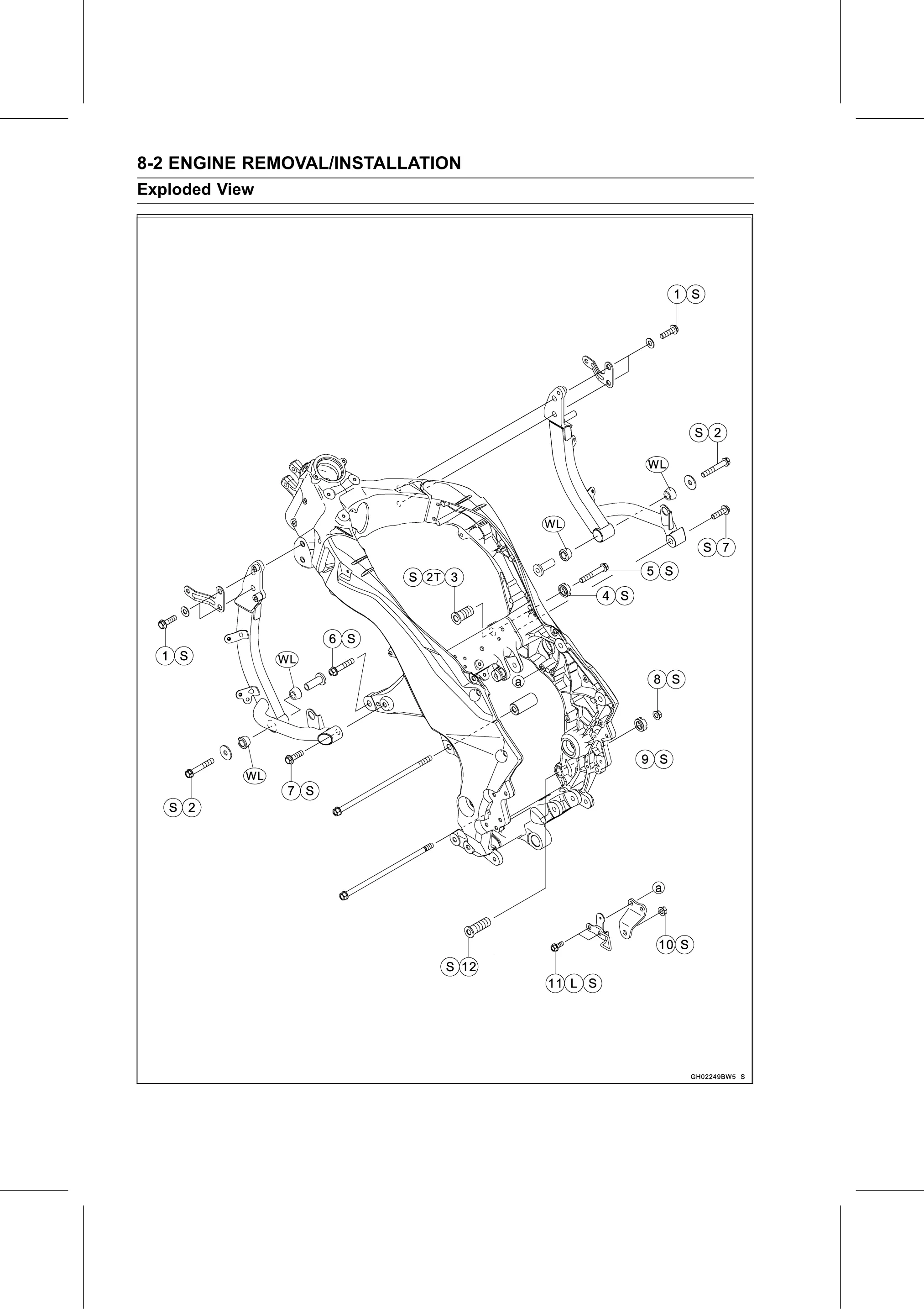 Service Manual (KLZ1000C) page 254 — Engine Removal/Installation › Exploded View