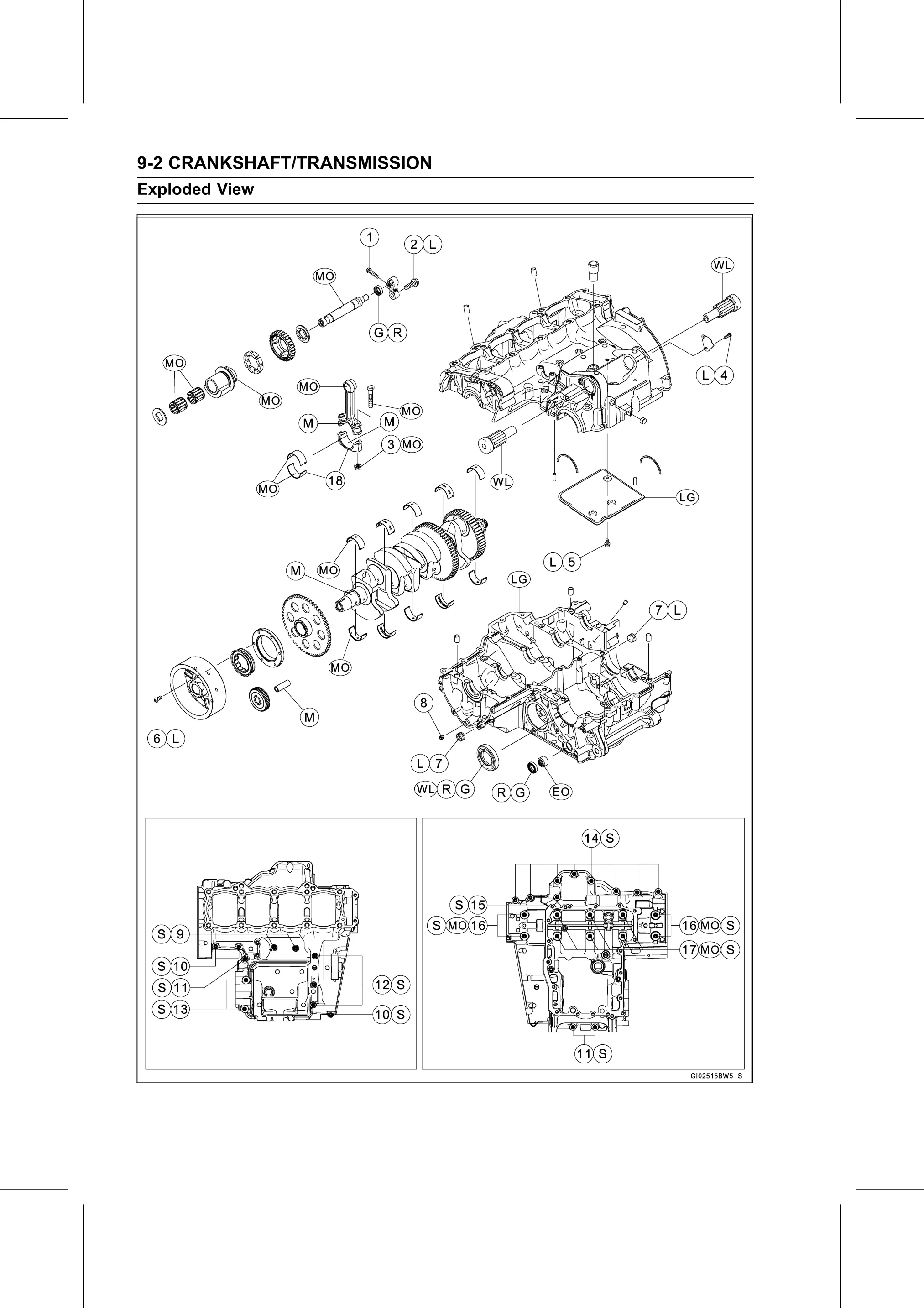 Service Manual (KLZ1000C) page 266 — Crankshaft/Transmission › Exploded View