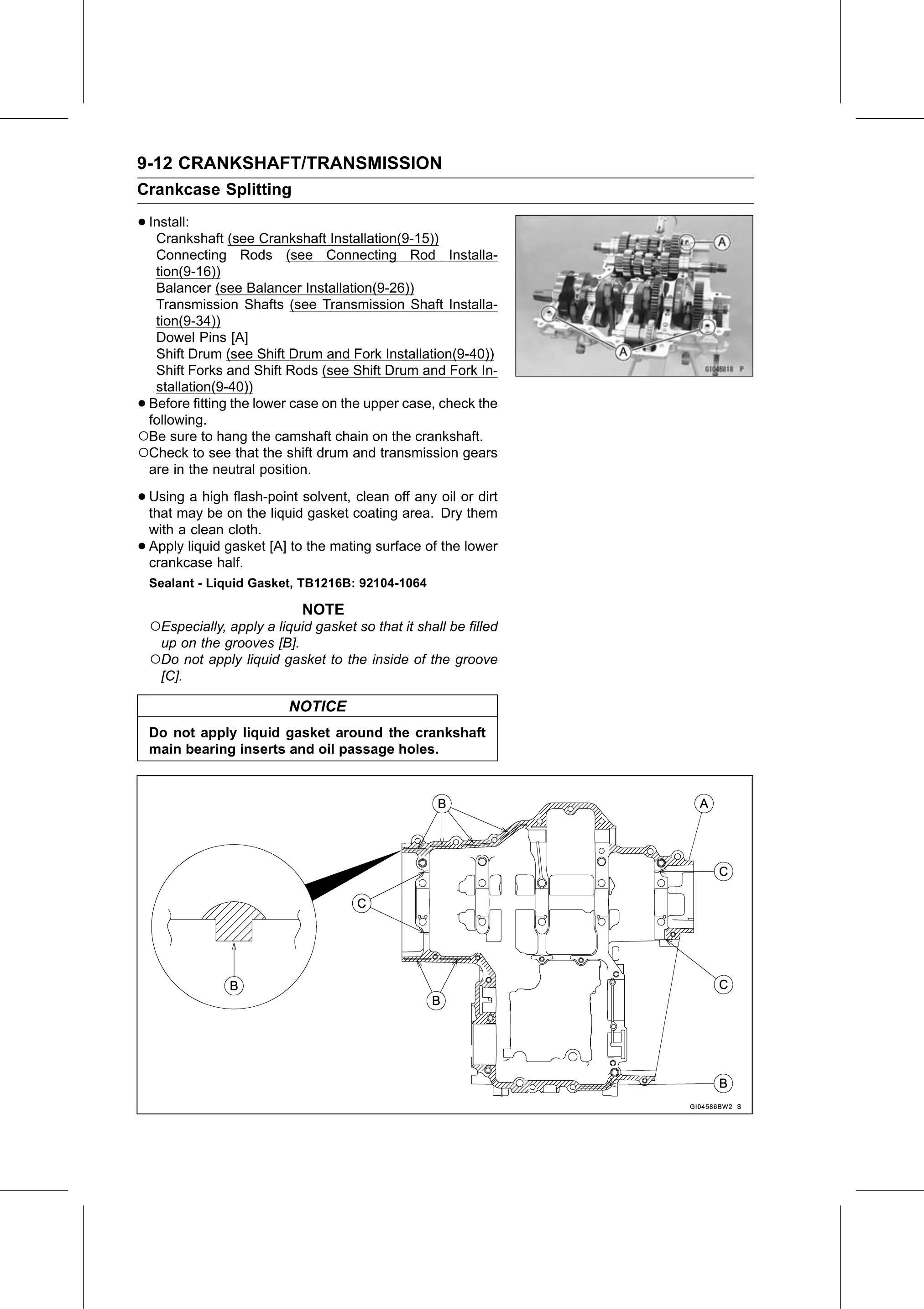 Service Manual (KLZ1000C) page 276 — Crankshaft/Transmission › Crankcase Assembly