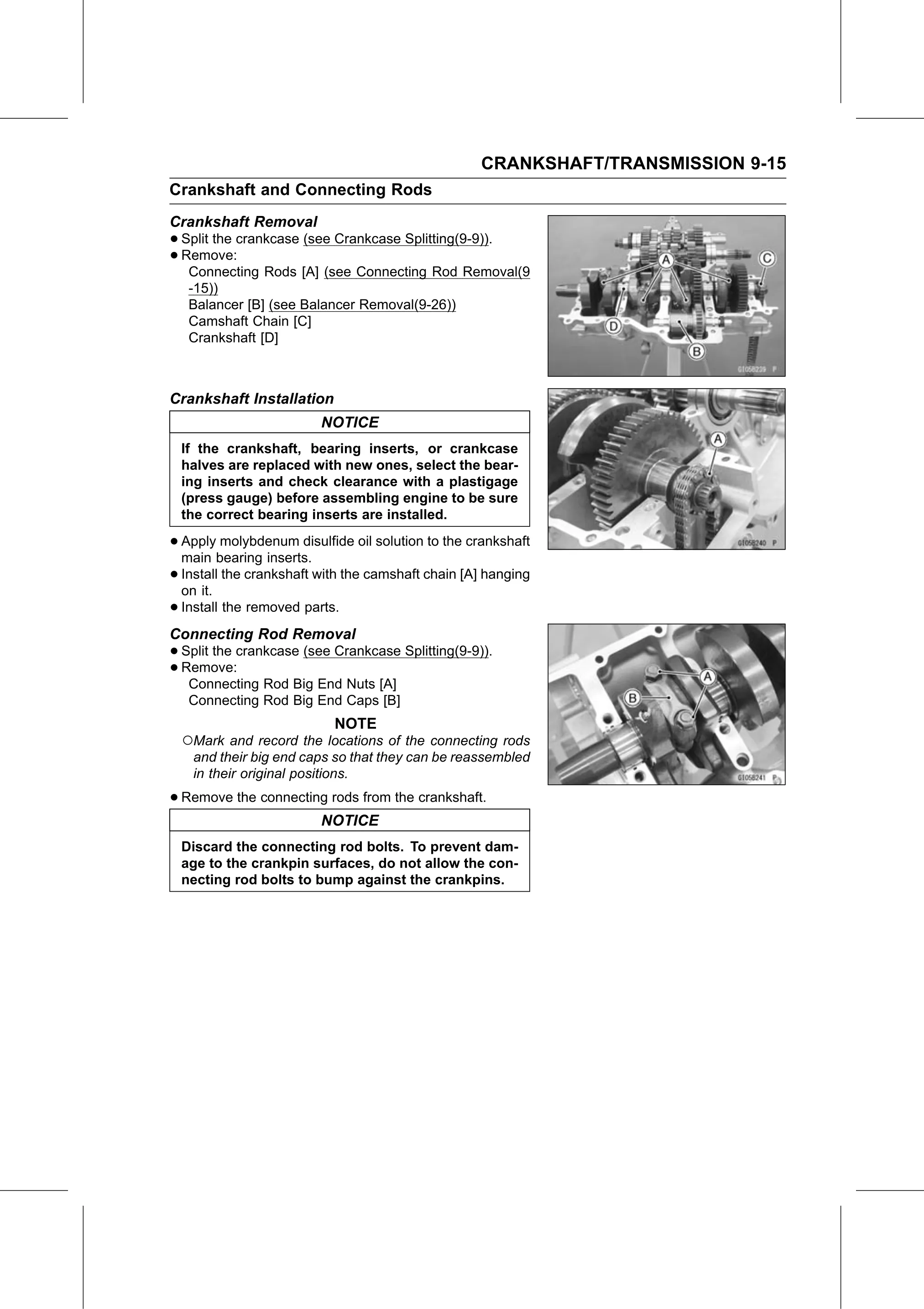 Service Manual (KLZ1000C) page 279 — Crankshaft/Transmission › Connecting Rod Removal