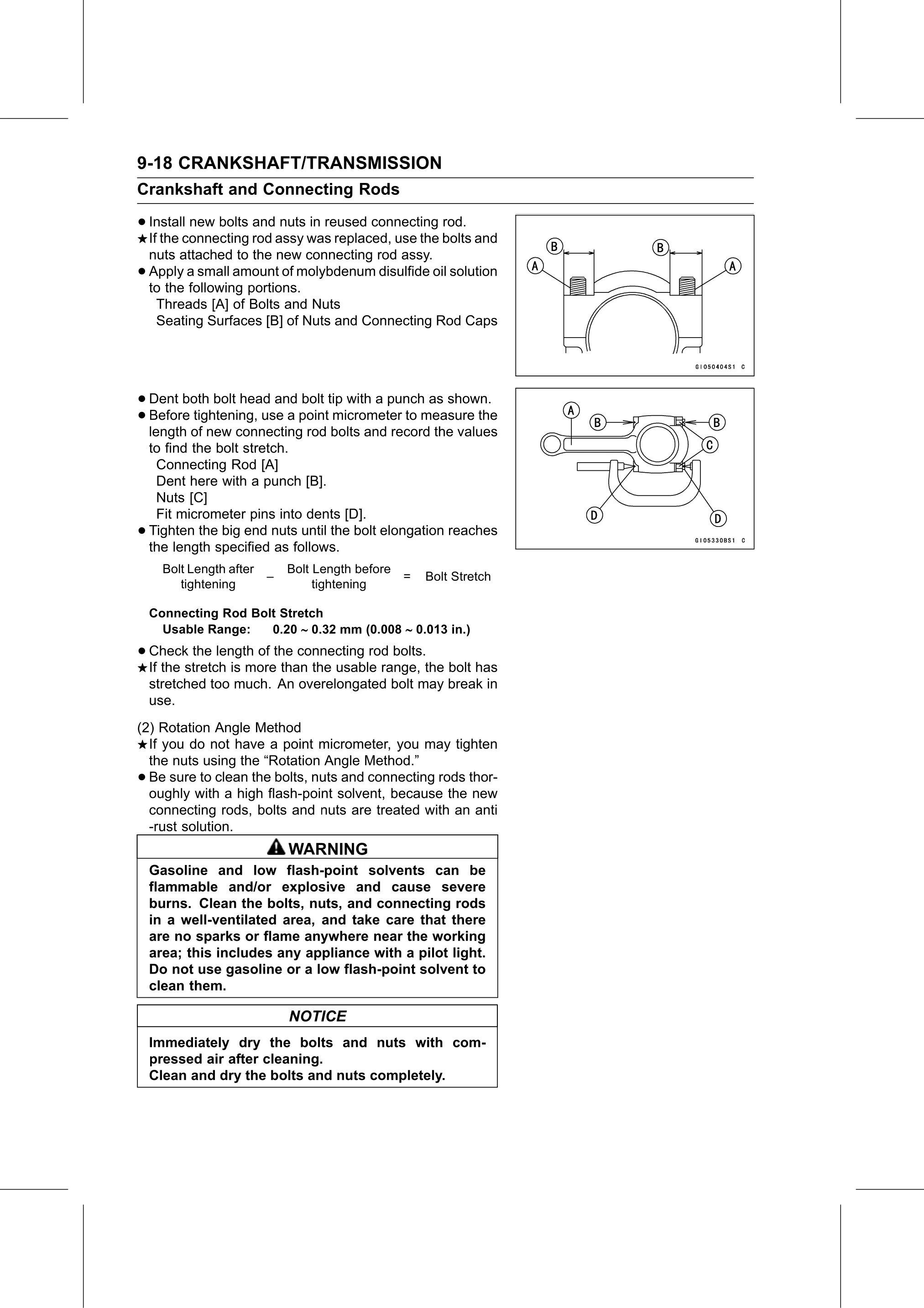 Service Manual (KLZ1000C) page 282 — Crankshaft/Transmission › Connecting Rod Installation