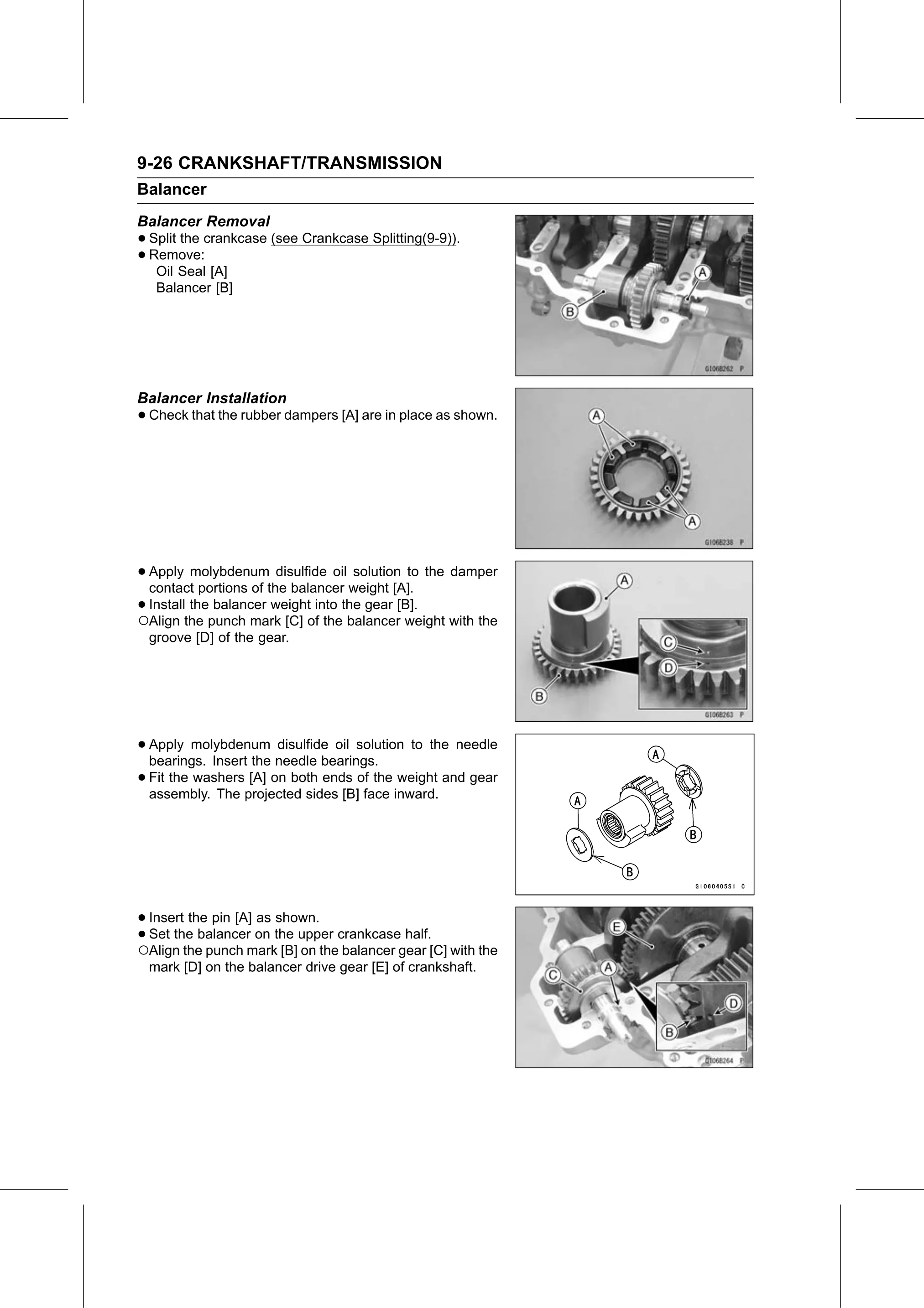 Service Manual (KLZ1000C) page 290 — Crankshaft/Transmission › Balancer Installation