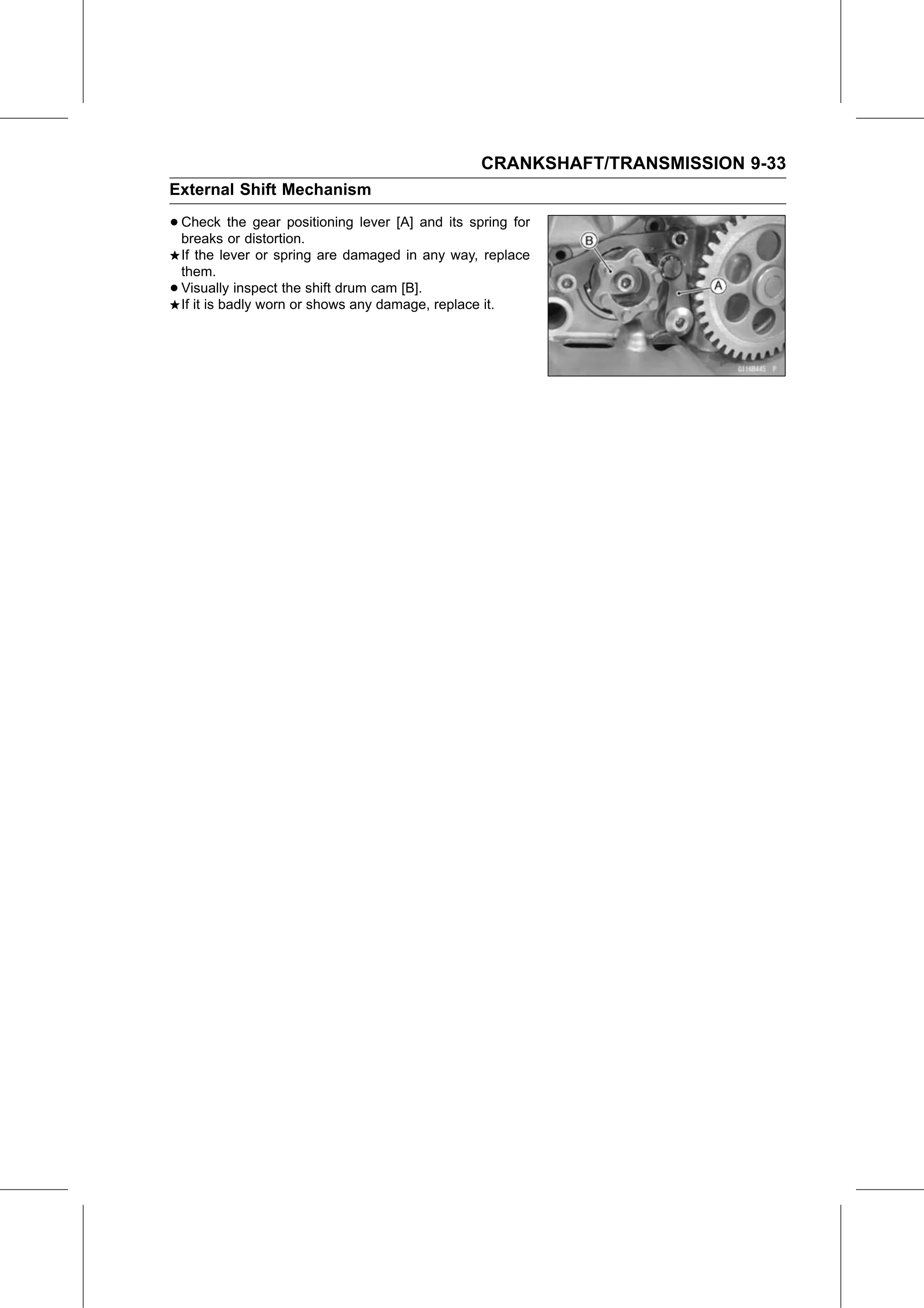 Service Manual (KLZ1000C) page 297 — Crankshaft/Transmission › External Shift Mechanism Inspection