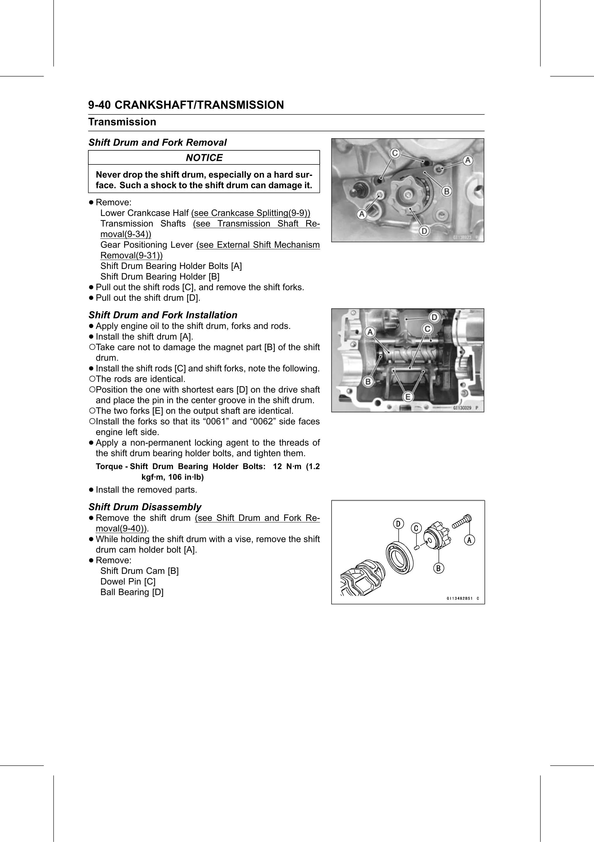 Service Manual (KLZ1000C) page 304 — Crankshaft/Transmission › Shift Drum Disassembly