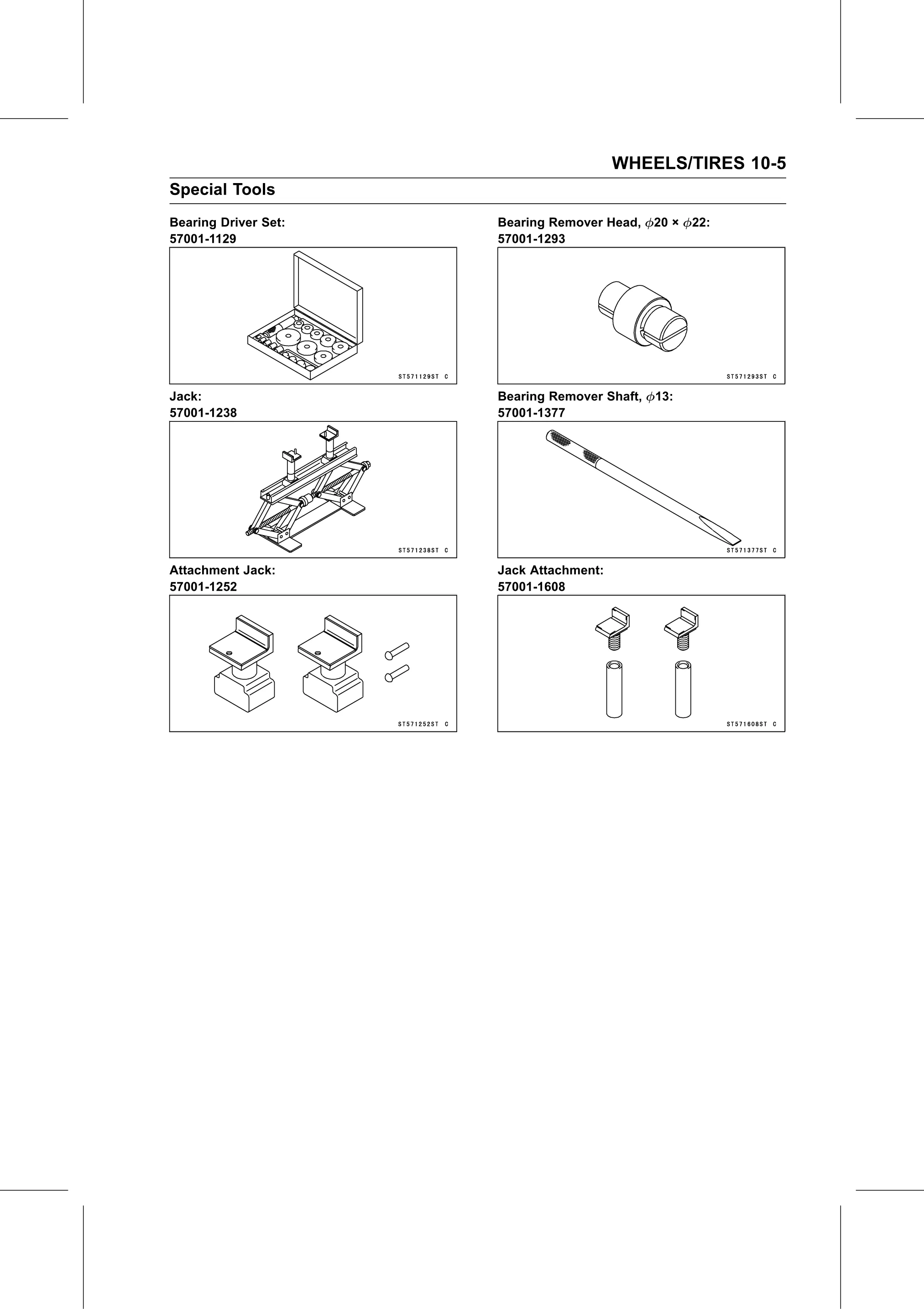 Service Manual (KLZ1000C) page 313 — Wheels/Tires › Special Tools