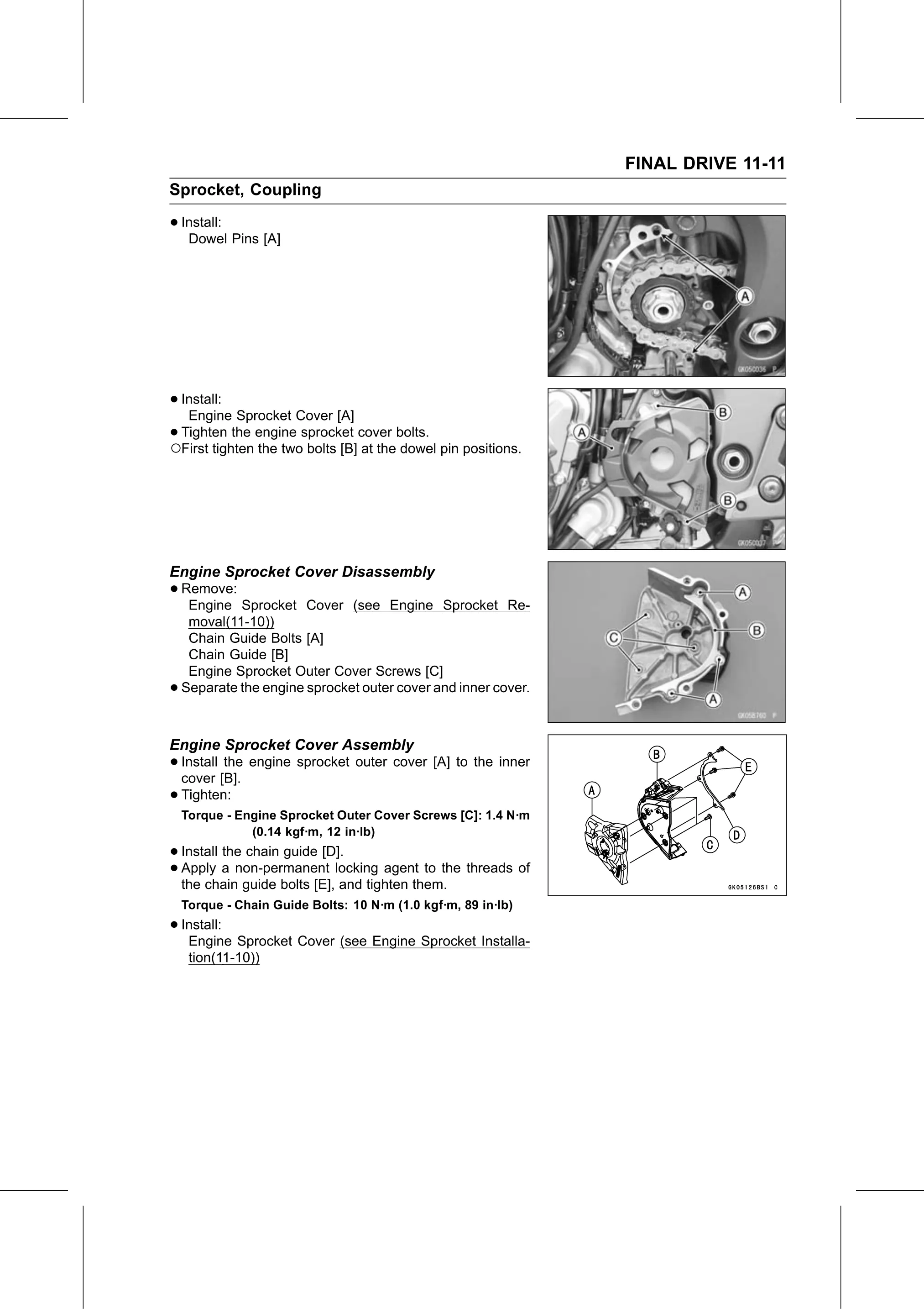 Service Manual (KLZ1000C) page 337 — Final Drive › Engine Sprocket Cover Assembly