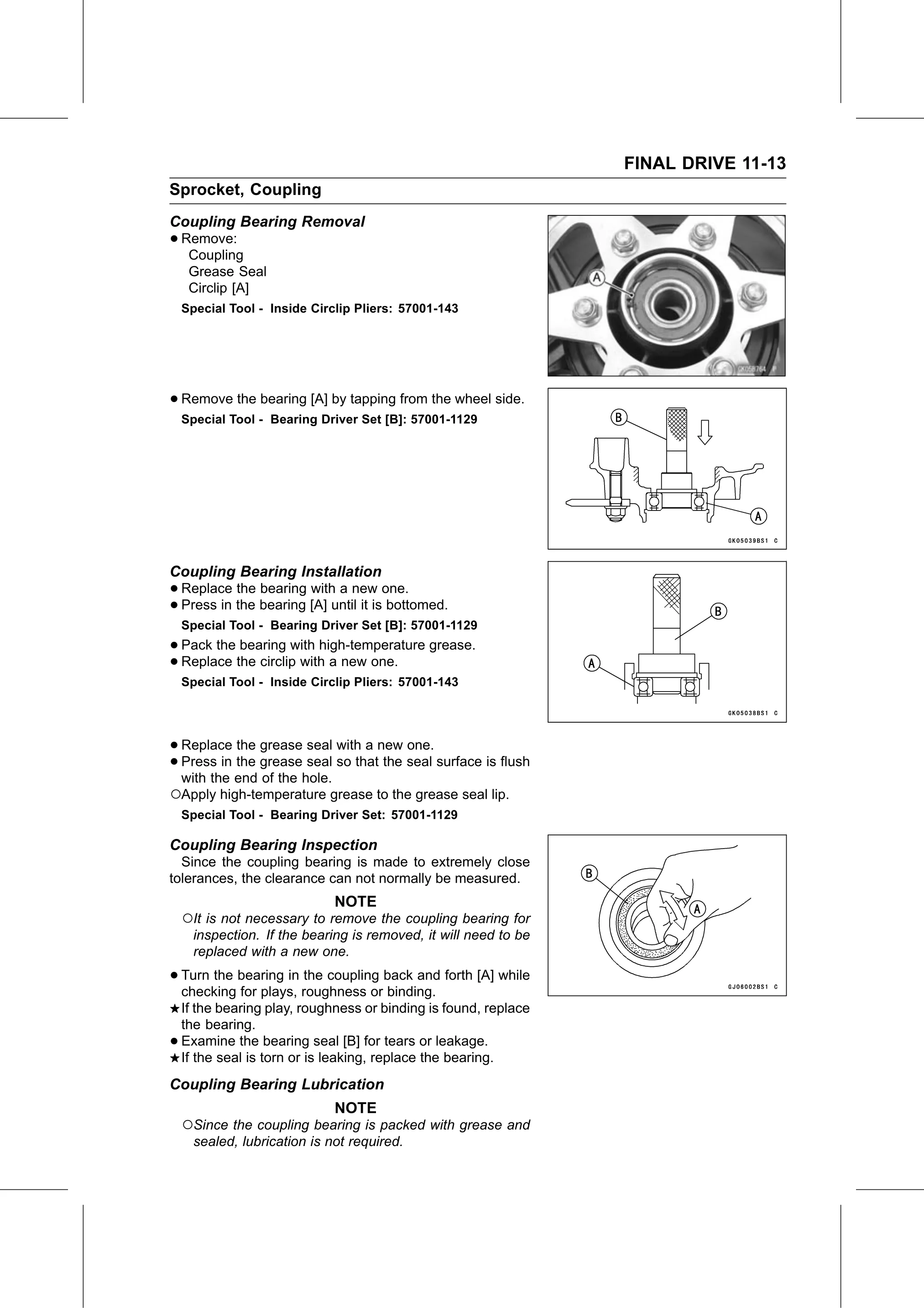 Service Manual (KLZ1000C) page 339 — Final Drive › Coupling Bearing Lubrication