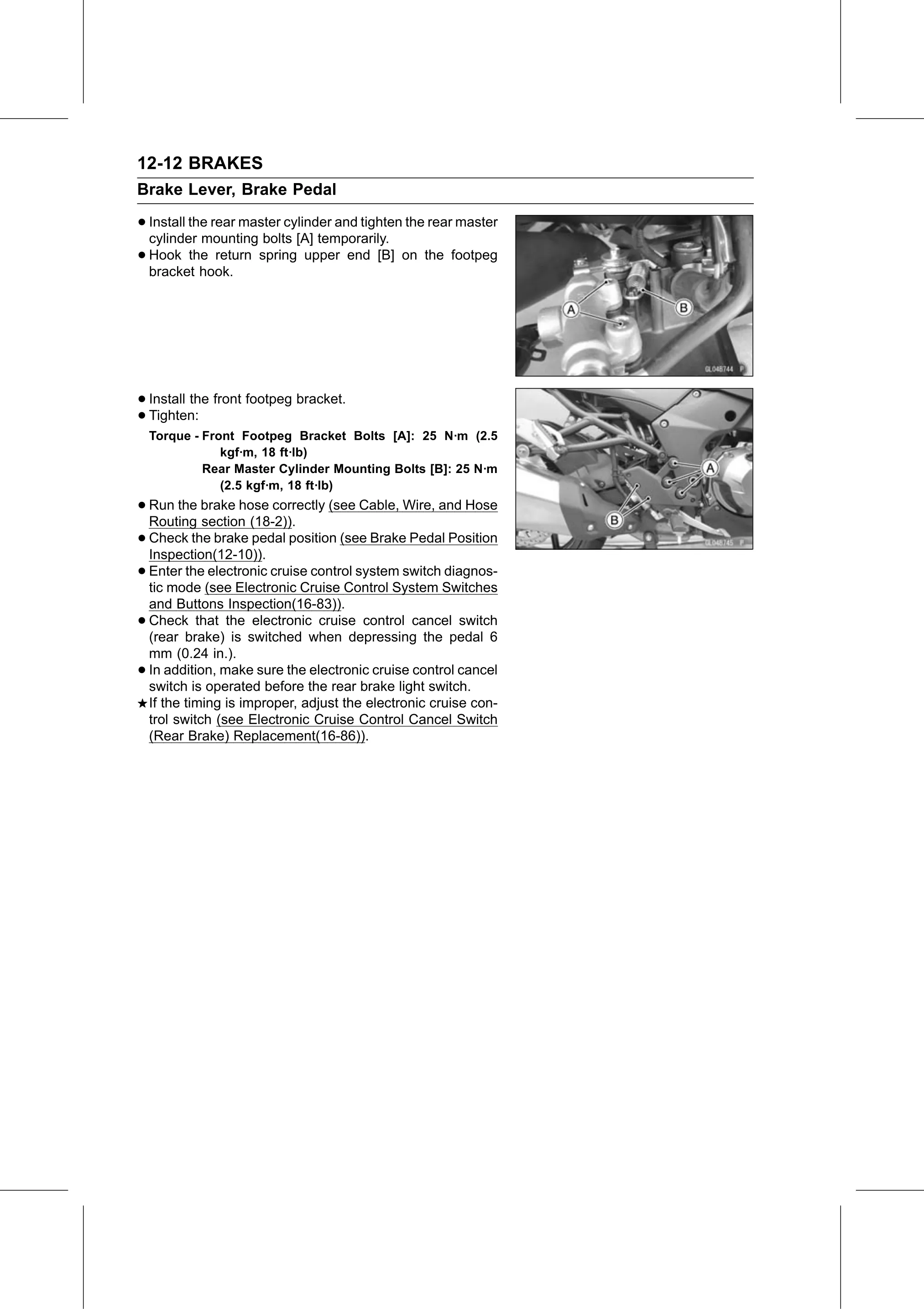 Service Manual (KLZ1000C) page 352 — Brakes › Brake Pedal Installation