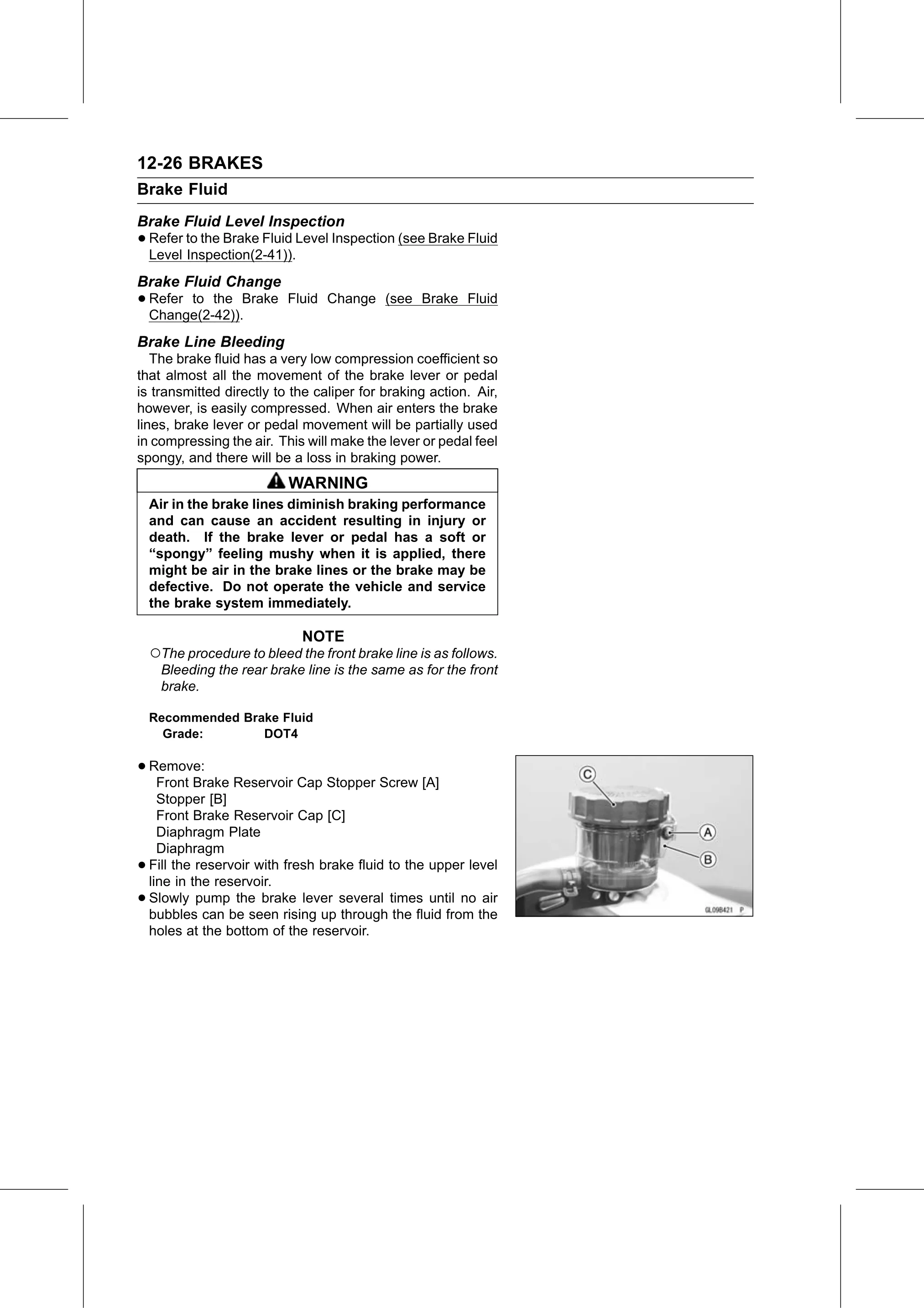 Service Manual (KLZ1000C) page 366 — Brakes › Brake Line Bleeding