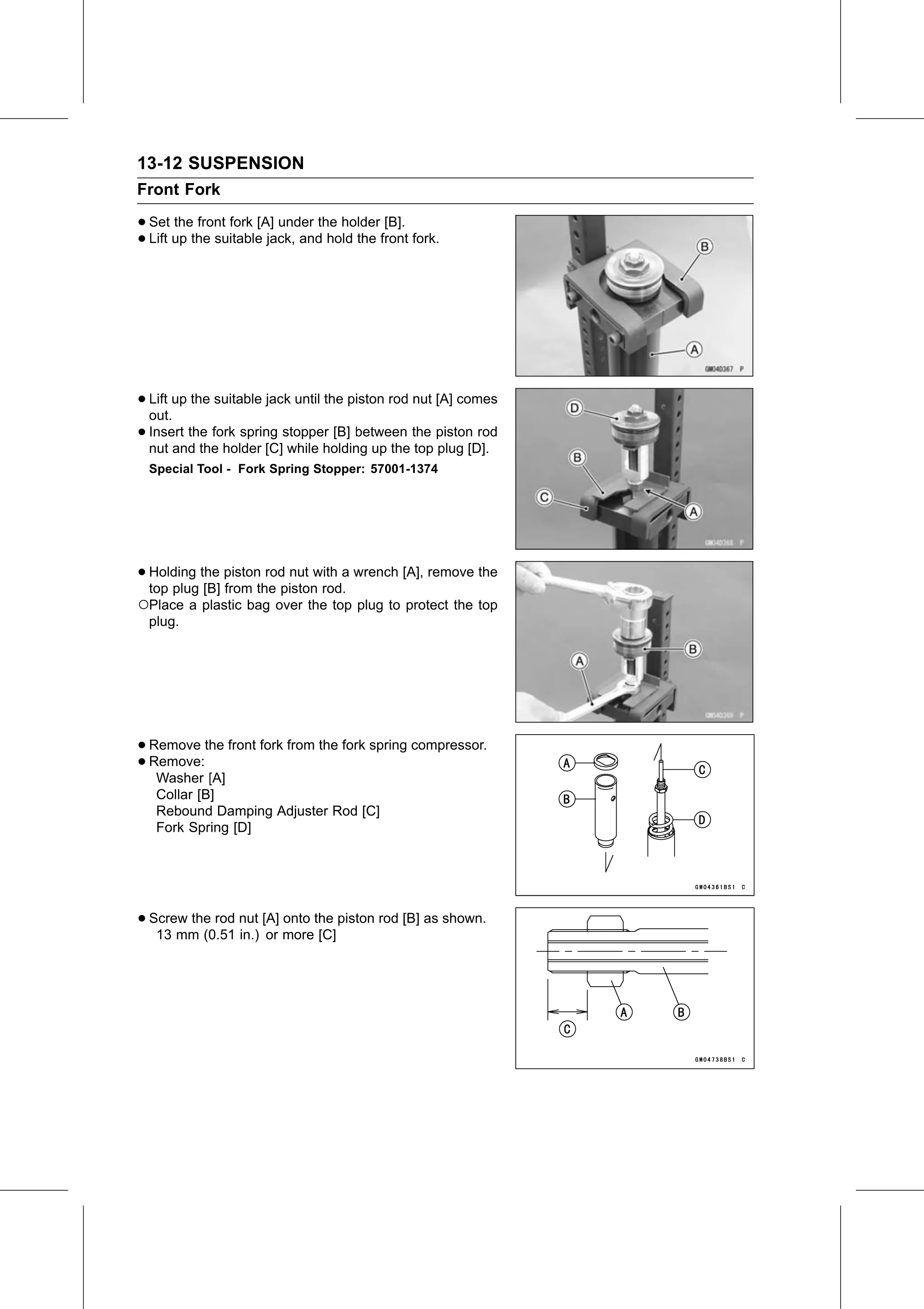 Service Manual (KLZ1000C) page 404 — Suspension › Front Fork Oil Change