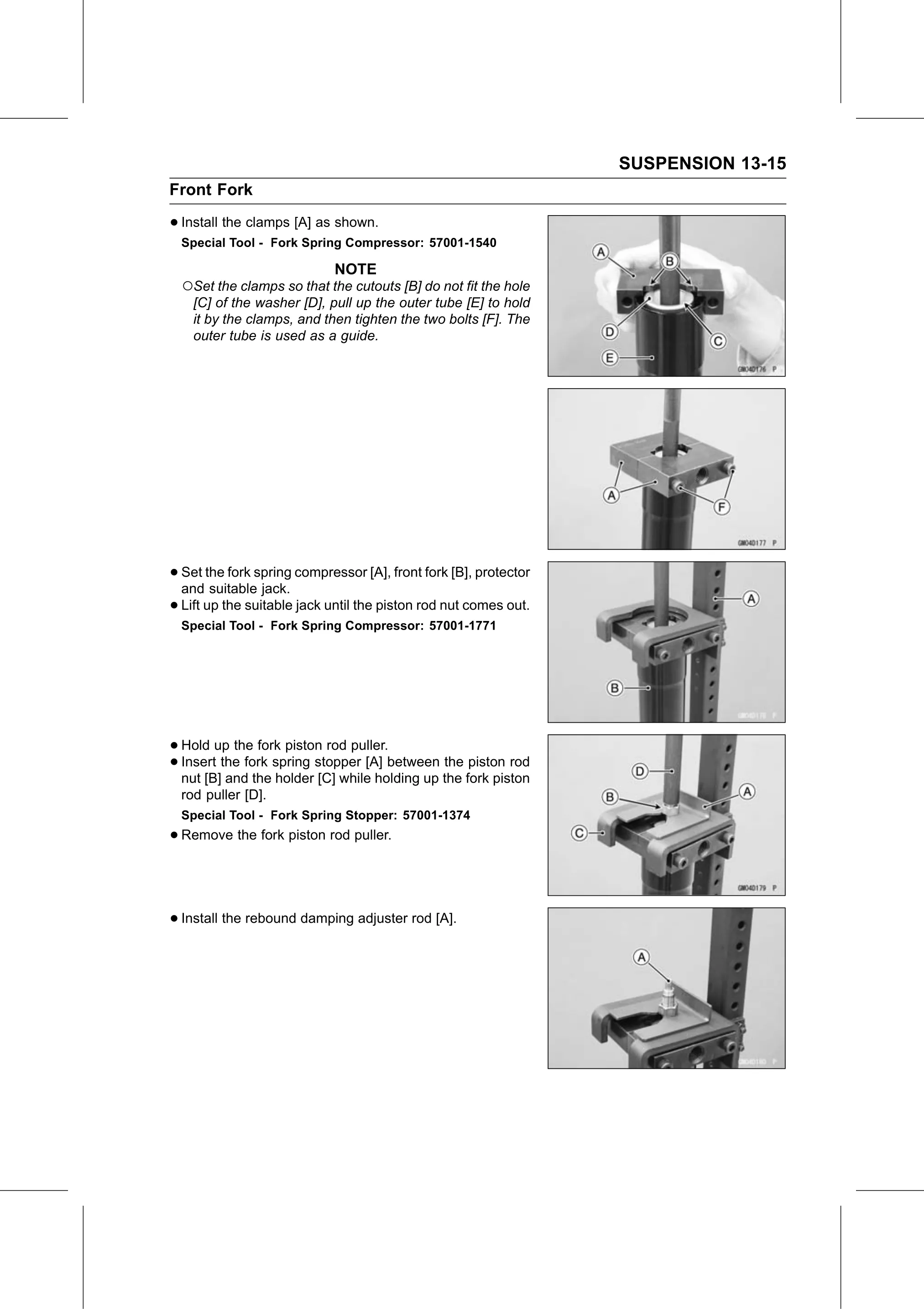 Service Manual (KLZ1000C) page 407 — Suspension › Front Fork Oil Change