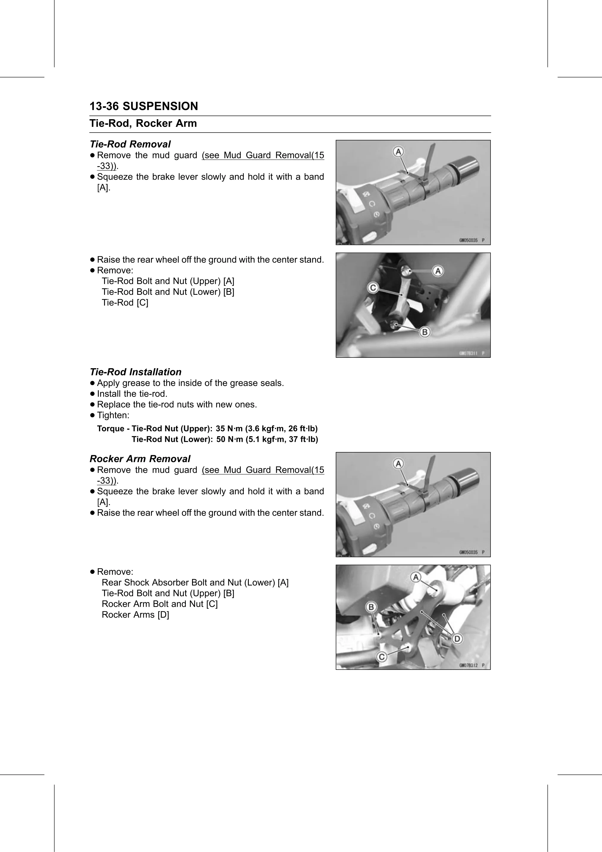 Service Manual (KLZ1000C) page 428 — Suspension › Rocker Arm Removal